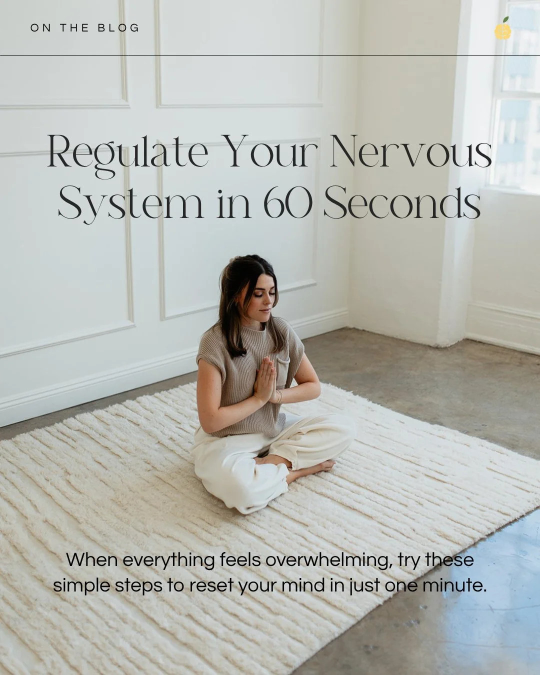 When everything feels overwhelming, your body is often asking for a reset.⁠ The good news is it doesn&rsquo;t have to take long! Head to today's blog post for simple steps to help regulate your nervous system in just 60 seconds 💆🏼&zwj;♀️