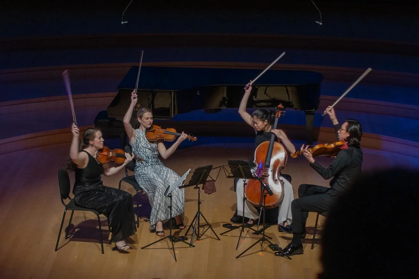 Feeling so grateful for our week spent at Stanford University at the St. Lawrence Chamber Music Seminar. An incredible week of music making, new friendships, sight reading parties and a special collaboration with our best quartet buddies @balourdetqu