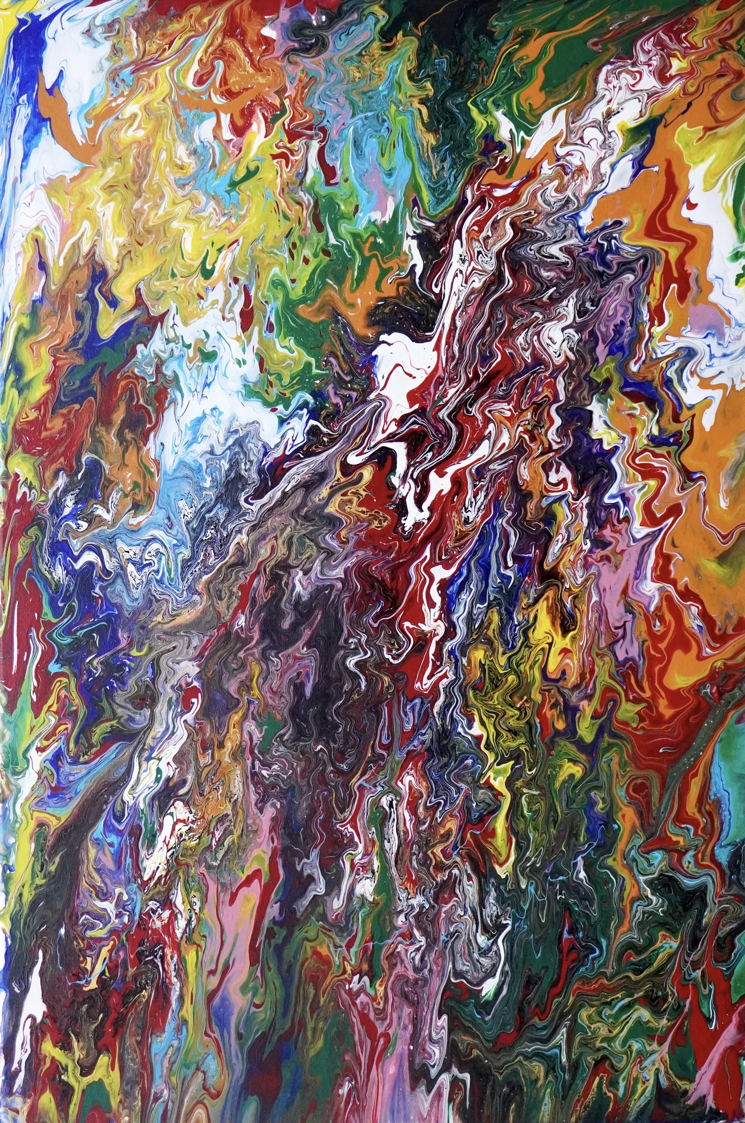 Paint Pouring Artwork created by Male Juveniles living in a NSW Juvenile Justice Facility, 2025