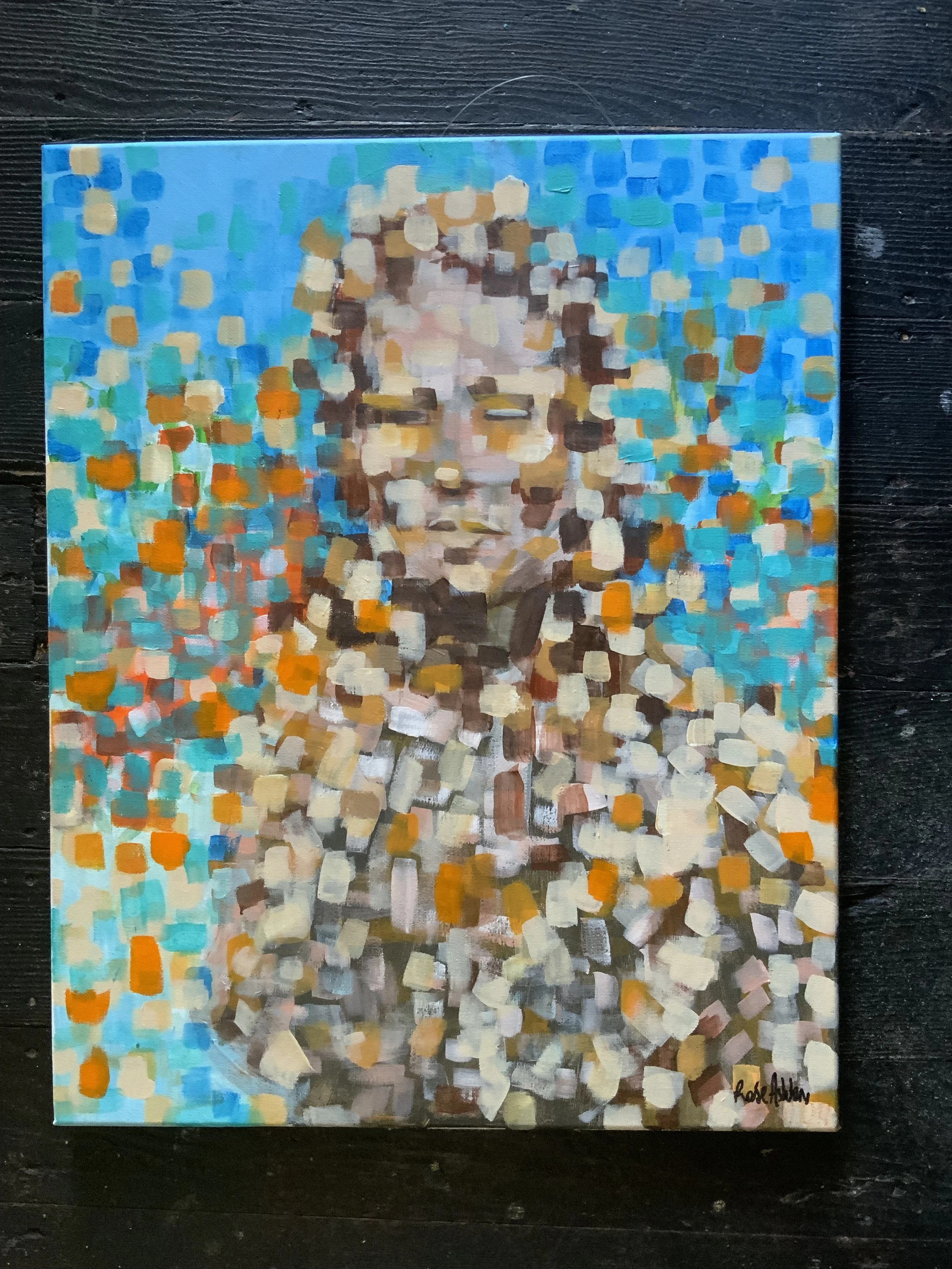 Marigolds and me. Acrylic on Canvas, 2025. SOLD.