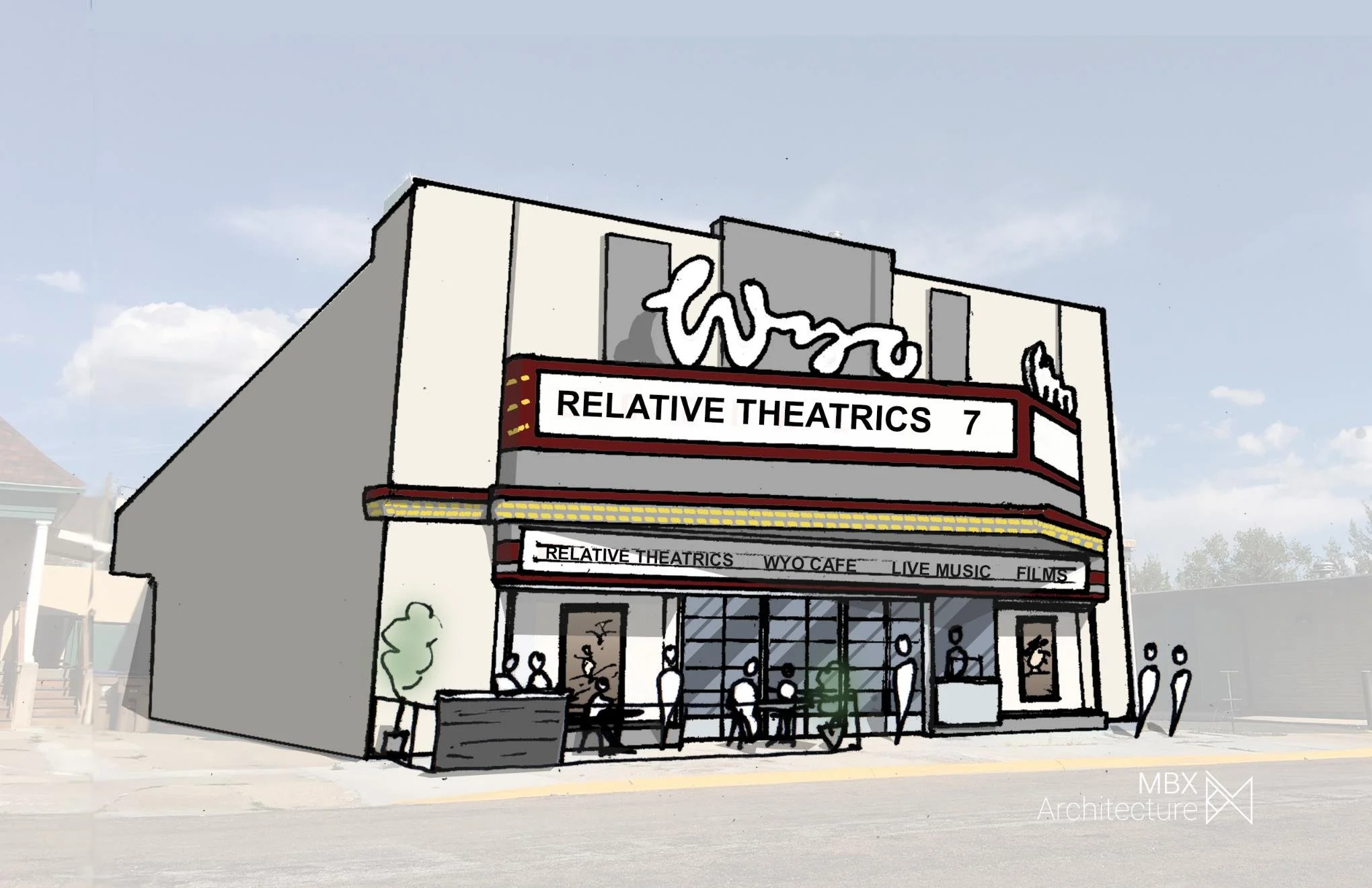 Wyo Theater. Renovation of historic theater. Conceptual sketch. 