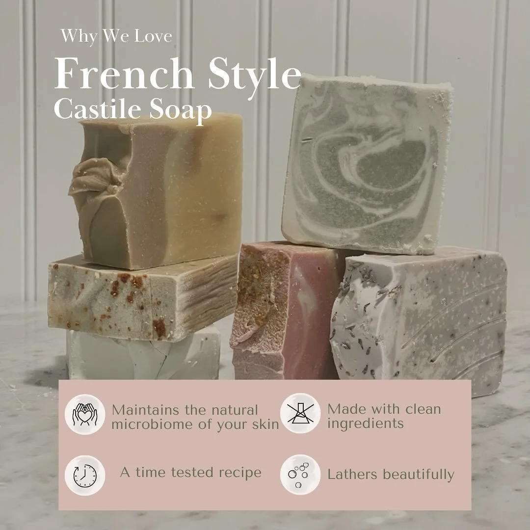 Inspired by the traditional soaps of Marseille, France, these bars are crafted with a time-tested recipe that&rsquo;s been around for centuries.

Our soaps are made with:
&rarr; 72% olive oil
&rarr; 28% coconut oil

No fillers. No fluff. 
Just pure, 