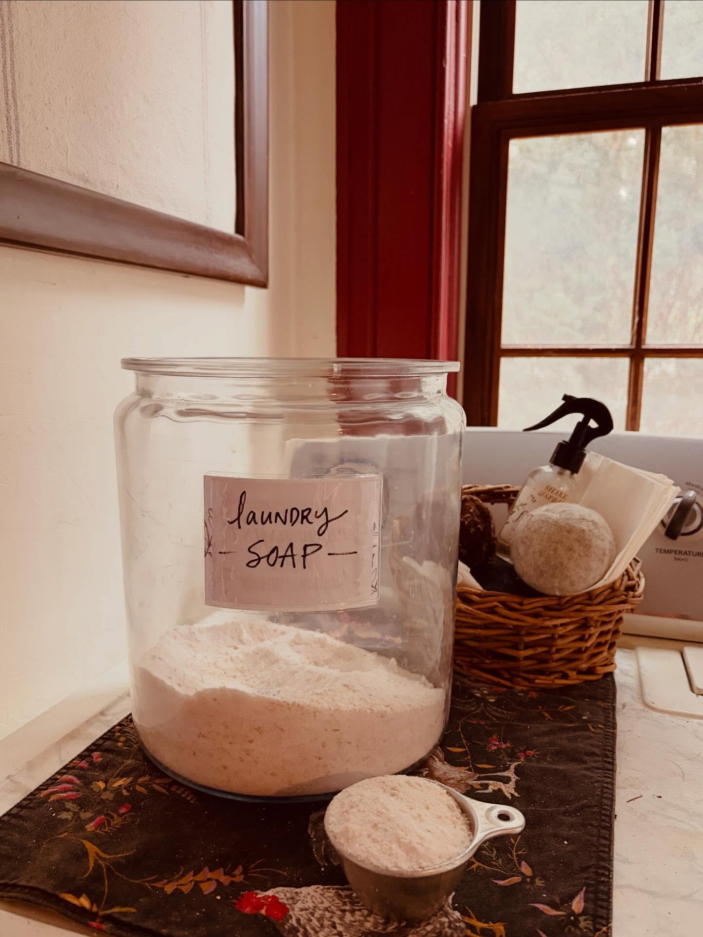 Laundry day 🧺 Want our recipe for clean non toxic &amp; easy DIY laundry detergent using 1 bar of soap? Comment 🤍 and I&rsquo;ll send you the link!
