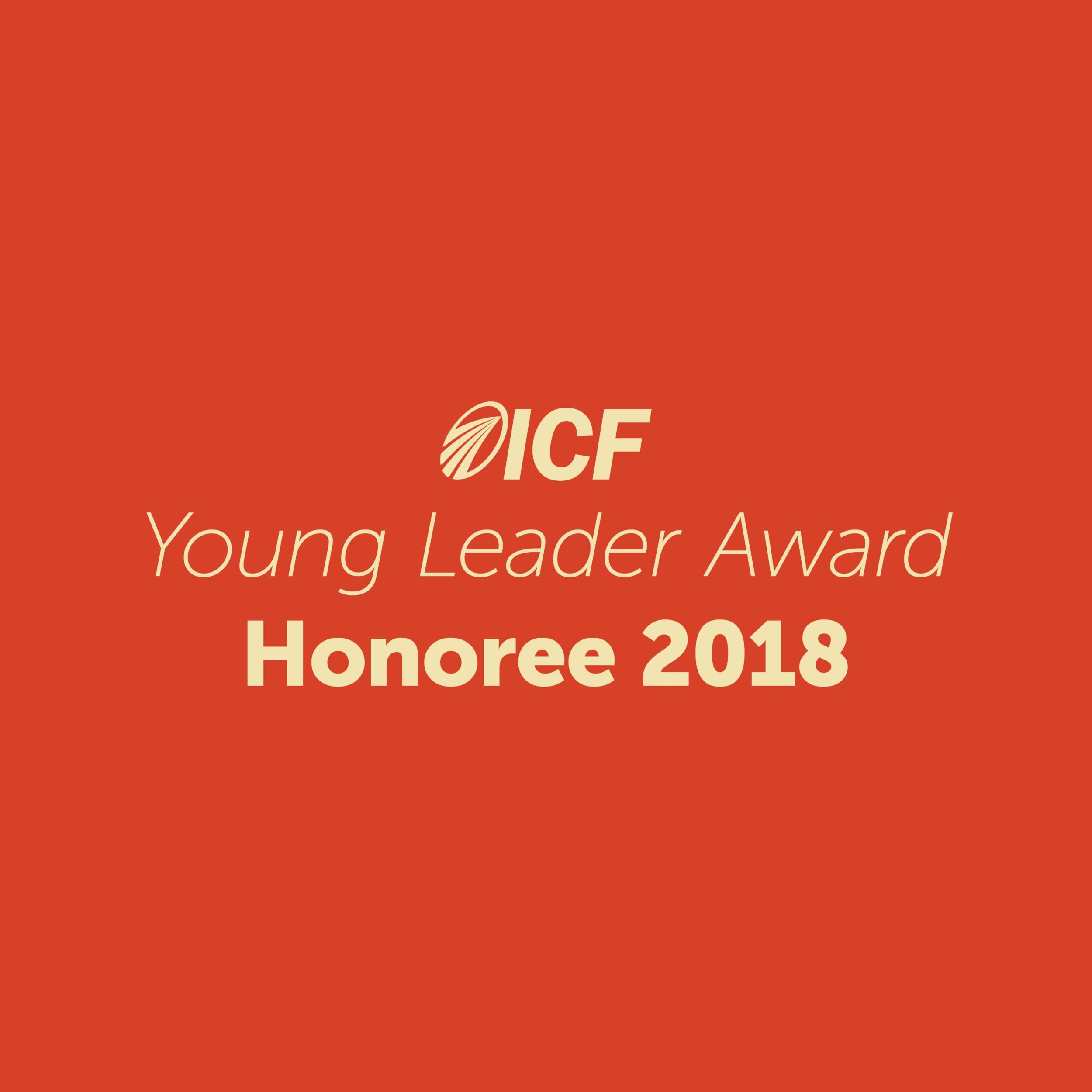 Coach Flame receives Young Leader Award, selected from 33,000 ICF members. 
