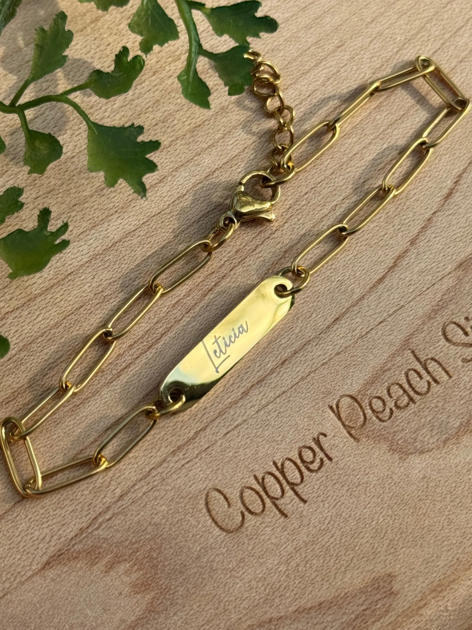 Oval Bar Paperclip Chain  Bracelet