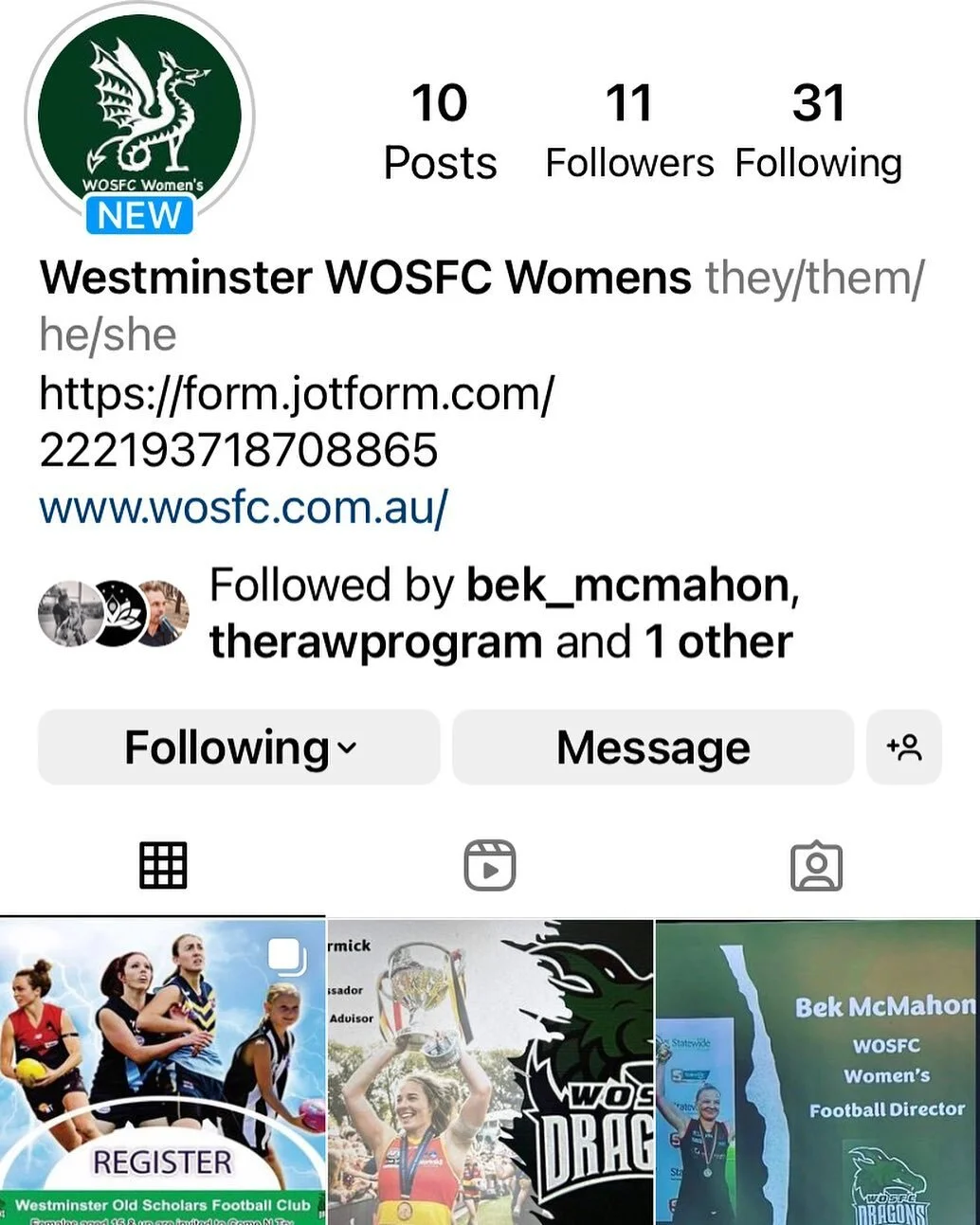 Keep up to date with our new Women&rsquo;s footy program, ready to launch the inaugural team in 2023 🐉🐉

Give them a follow @wosfcwomens 

#dragons #culture #club