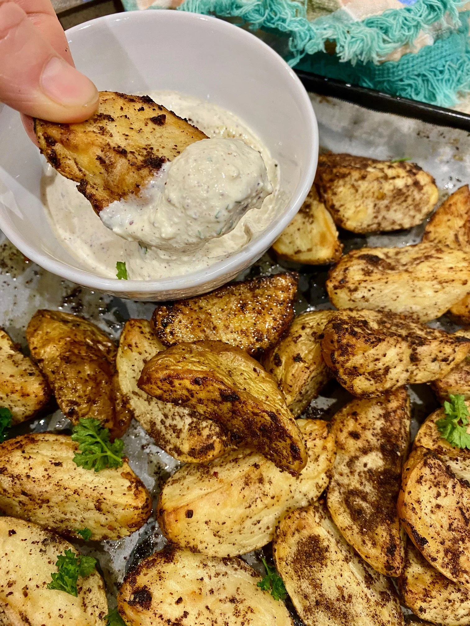 Sumac Wedges with Garlic Feta Dip — The Homestead Pantry Recipe