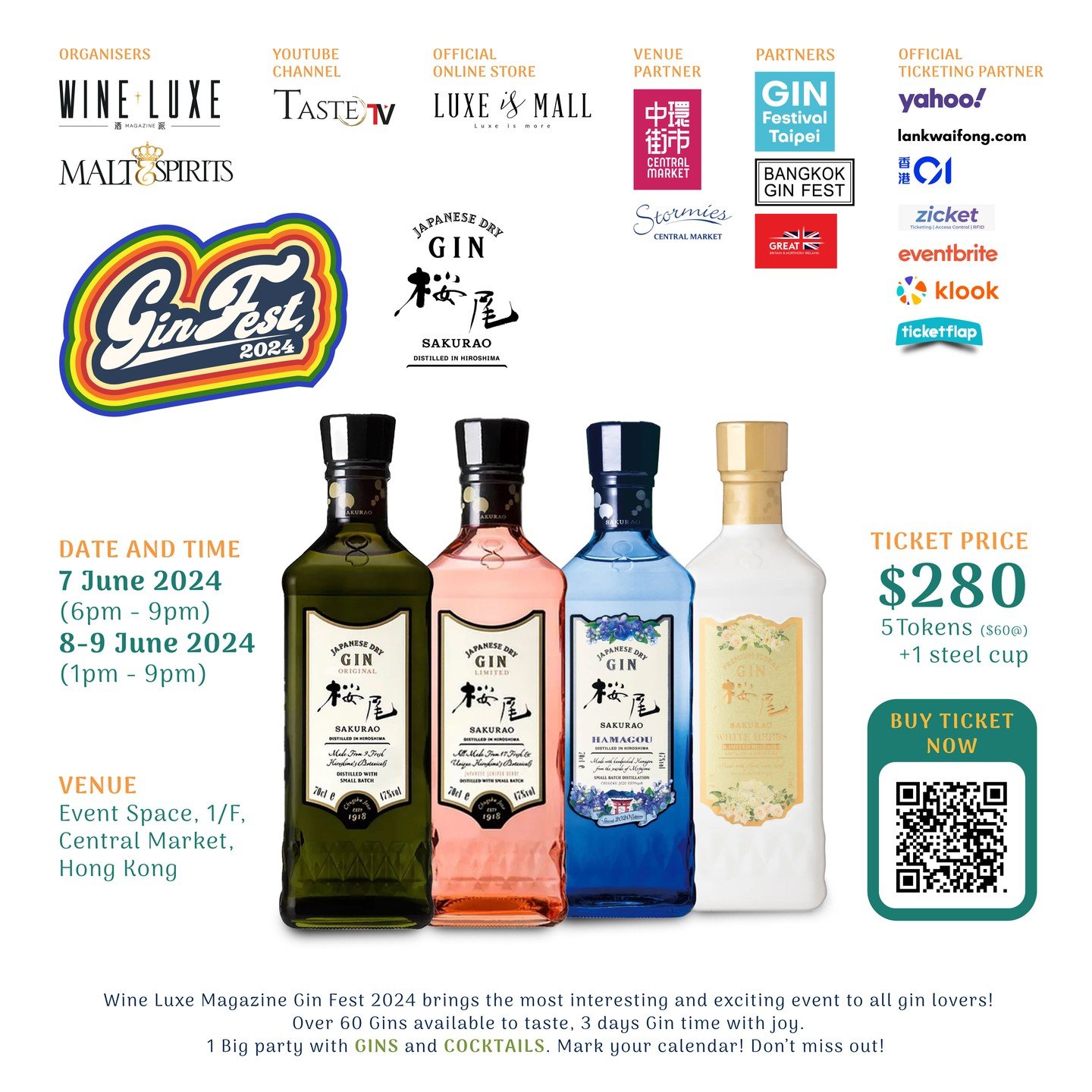 GIN FEST 2024 on the WORLD GIN DAY ‼️

Join us for GIN FEST 2024 on 7-9 June WORLD GIN DAY! Experience an extraordinary selection of GIN and Cocktails from around the globe at the Central Market.

Get your Tickets now for just HK$280 (Original: HK$30