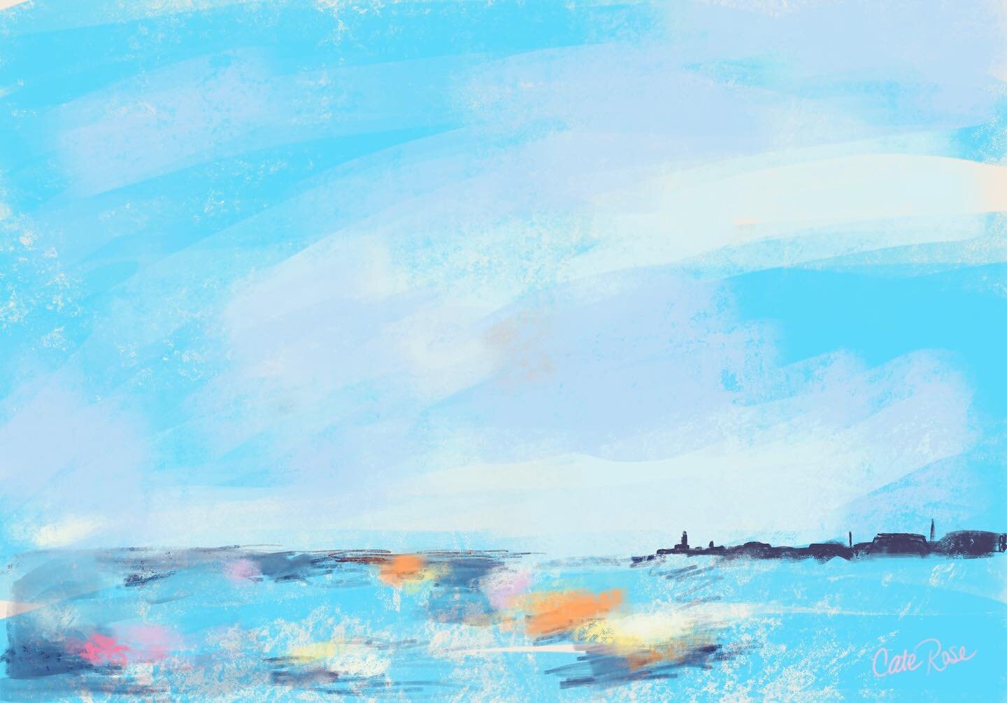 Fremantle is my home town and I love it.  The lighthouse shows the safe way home.  View of the lighthouse under an ever changing coloured sky from Bathers Beach.  #pastels #home #landscape #bluesky #ocean #perthartist #landscapepainting  #oceanview #