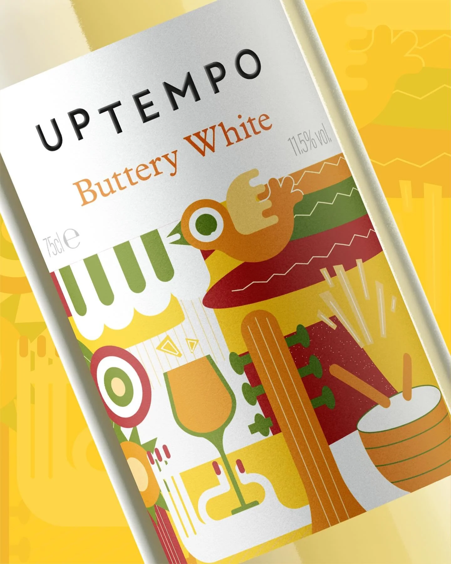 We proposed the name and developed the &lsquo;Uptempo&rsquo; brand to capture the fun, full-flavour character of the wines. The bright and lively illustrations are complemented by a simple logo mark with an uplifting typographic trick.

#winelabel #l