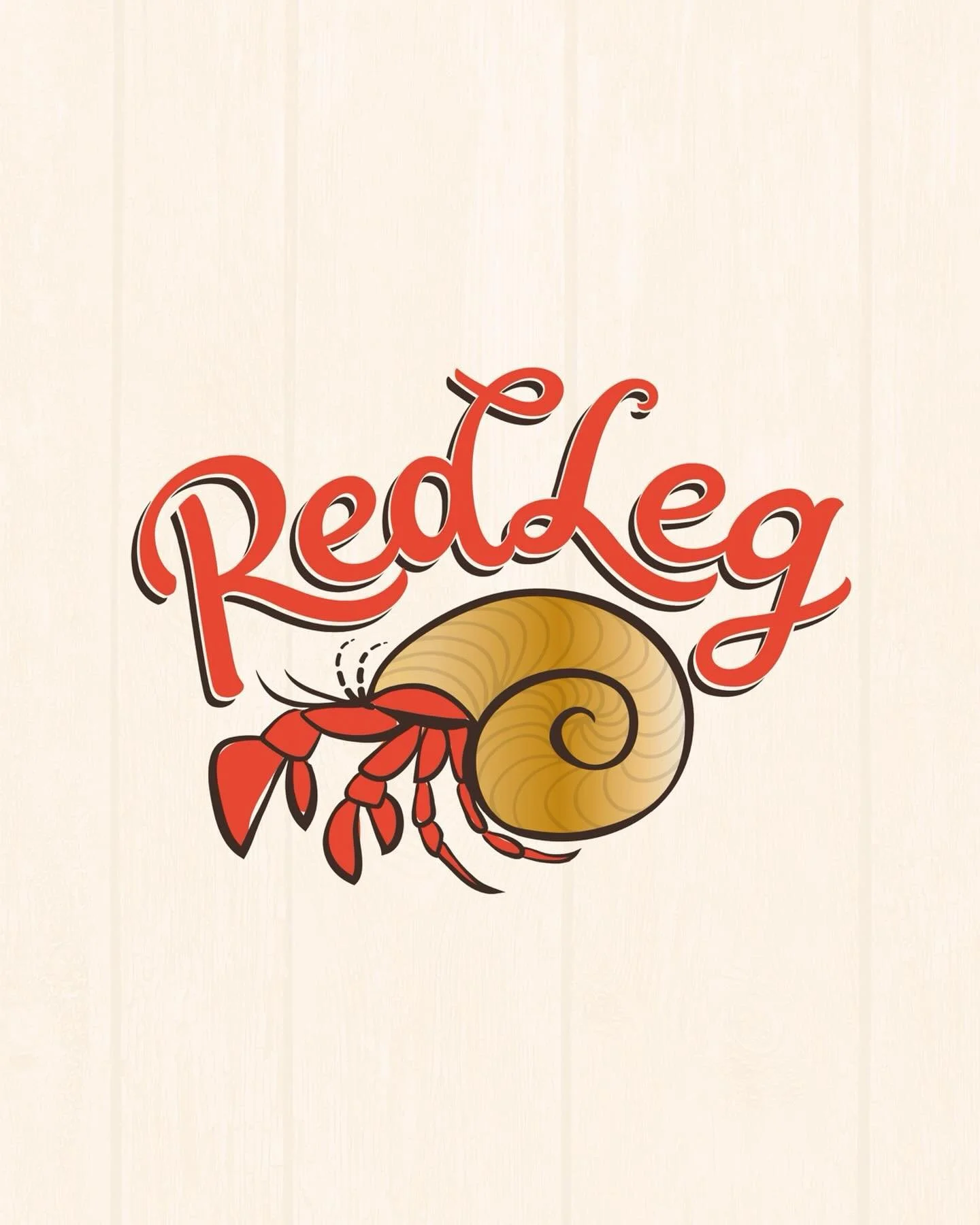 Barlow &amp; Co. redrew the RedLeg wordmark, taking inspiration from Caribbean hand-lettered signage, softening the curves for a smooth, laid-back feel. 

We updated the crab icon to be more recognisable, emphasising the crab&rsquo;s red legs and add