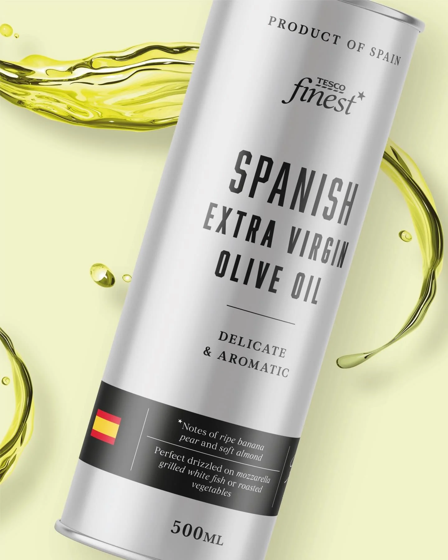 Inspired by professional-quality kitchen ingredients, we celebrated the sustainable aluminium can format, allowing the silver metal to communicate the Tesco Finest brand. 

The Tesco Finest &lsquo;reasons to believe&rsquo; and detailed tasting notes 