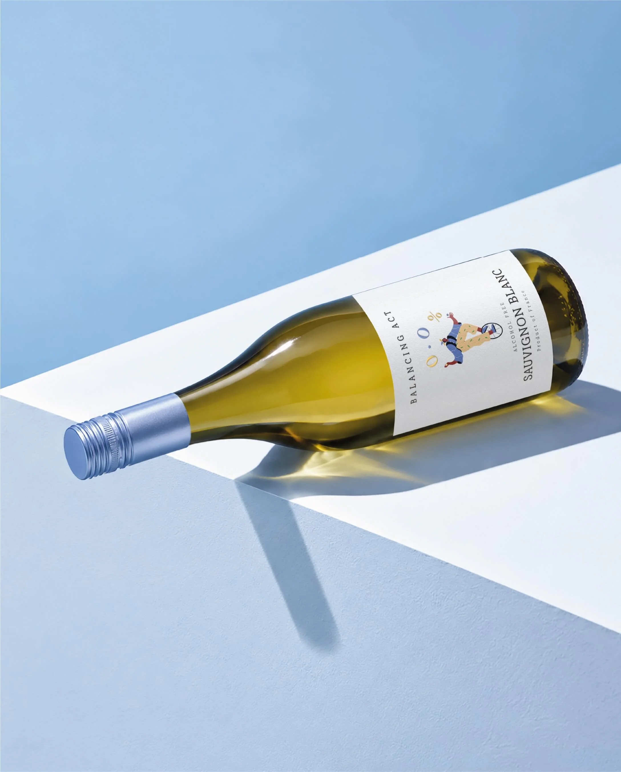 In creating Balancing Act&rsquo;s entry tier alcohol-free Sauvignon Blanc, Barlow &amp; Co. developed a friendly, approachable design featuring a unicycling juggler balancing the all-important 0.0%.
Presented in a classic Burgundy bottle, the label 