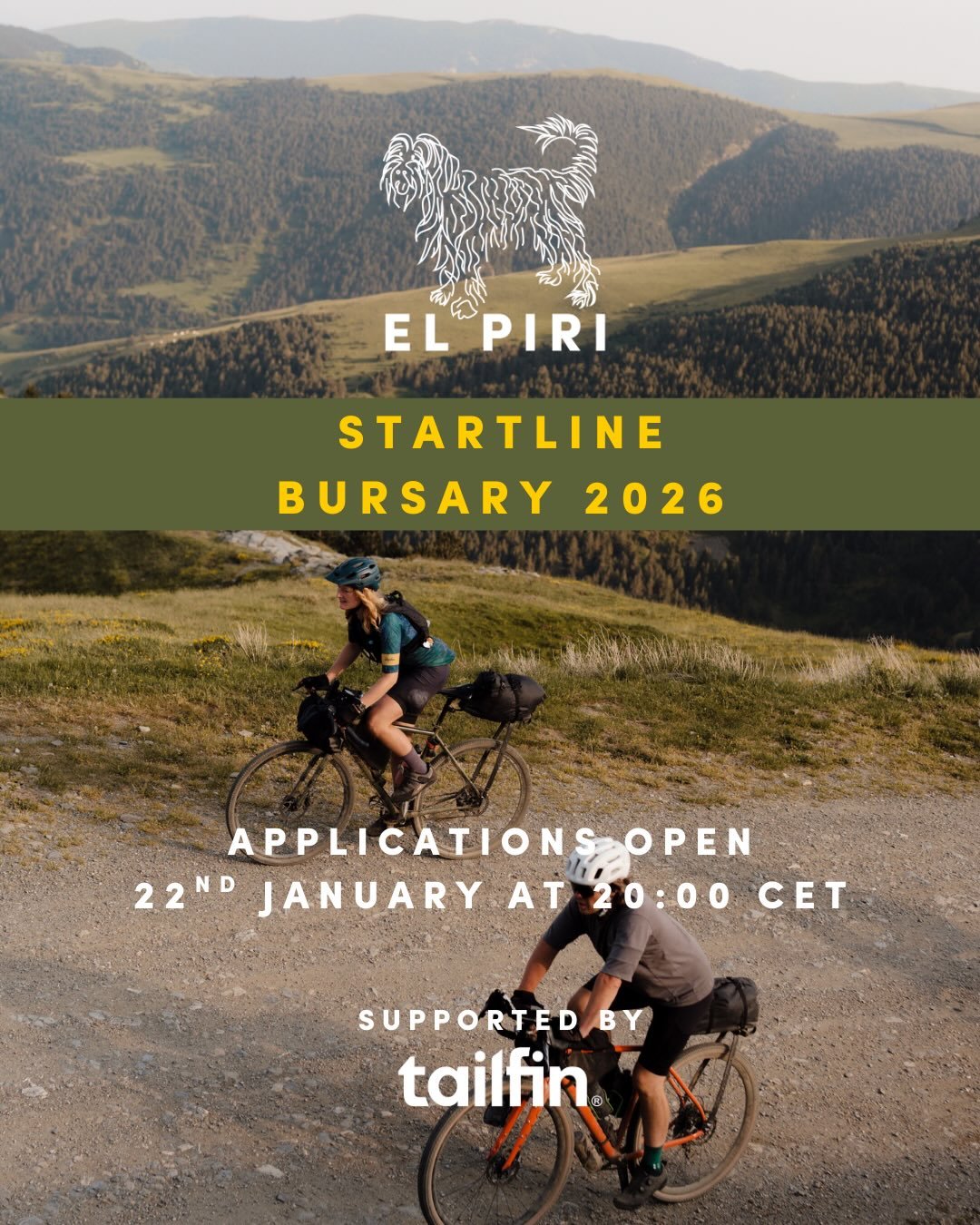 Startline&nbsp;Bursary applications for El Piri 2026&nbsp;are&nbsp;opening on Tuesday 22nd&nbsp;January&nbsp;at 20:00 CET!
&nbsp;
In partnership with @tailfincycling, we are pleased to announce that&nbsp;the&nbsp;Startline&nbsp;Bursary will be back f