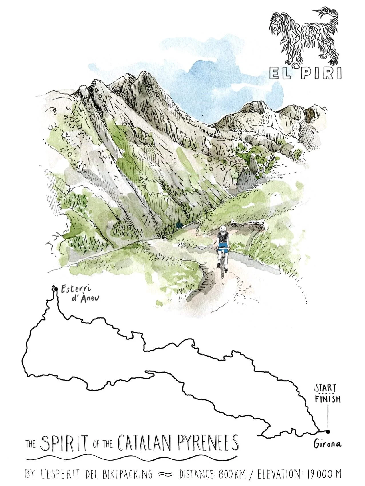 Postcards from El Piri

This year, riders will receive a postcard to take with them on their journey into the Catalan Pyrenees,&nbsp;an illustration from the map of the route.

At the halfway checkpoint,&nbsp;they will&nbsp;receive their first stamp;