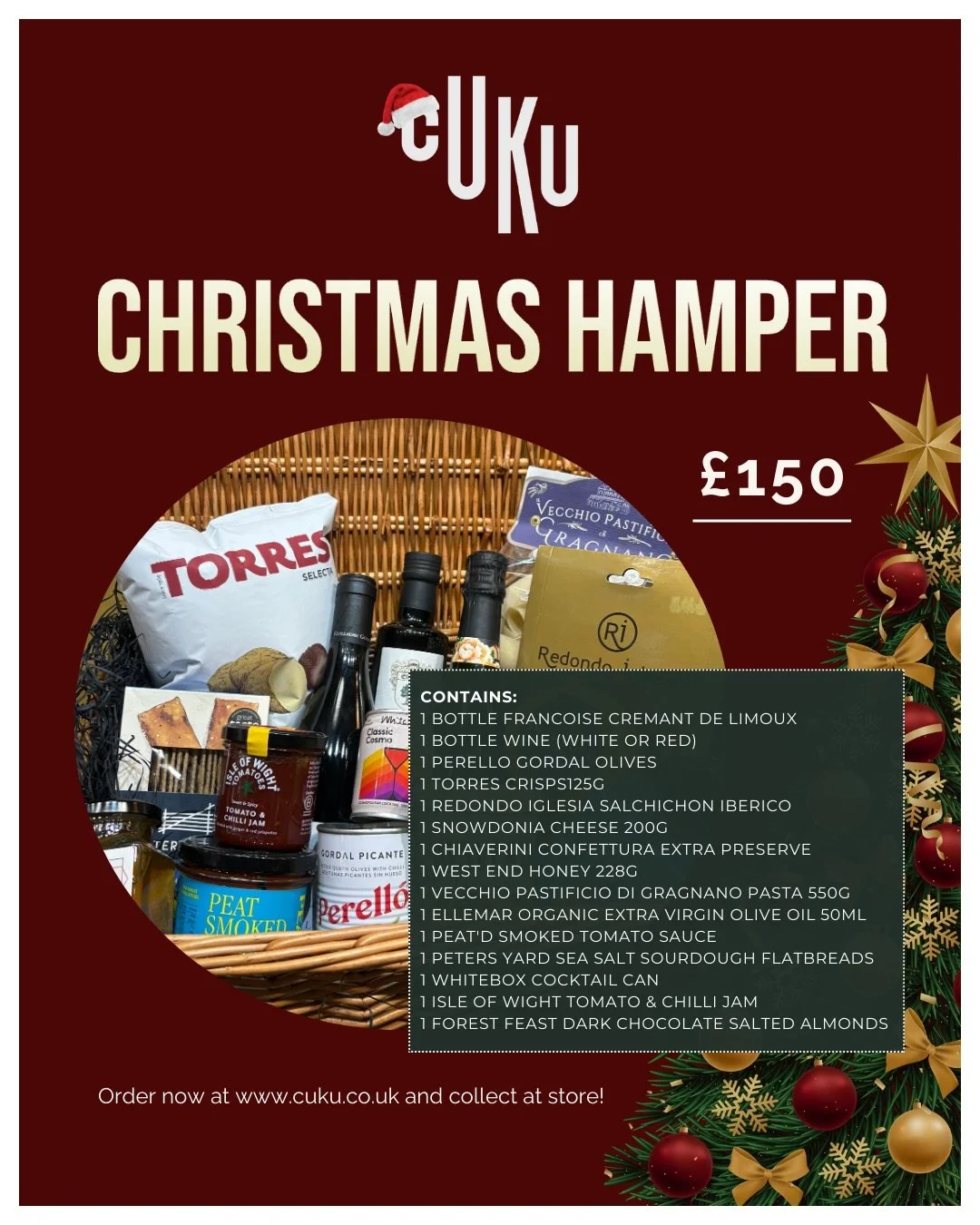 Looking for the perfect festive gift? Our Christmas Hamper is ready to order and filled with delicious treats 🎁✨ 

Available at store or click &amp; collect at cuku.co.uk