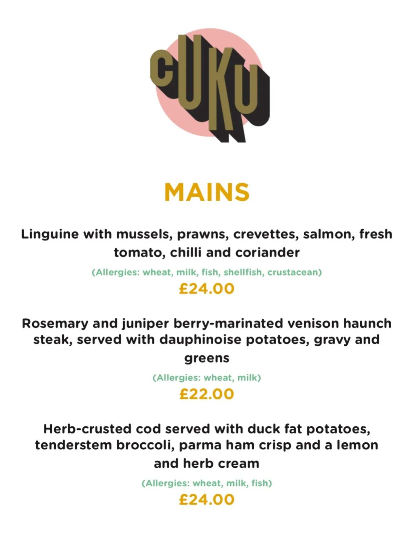 This weekend&rsquo;s evening specials ✨

Available on Friday 12th and Saturday 13th December.

www.cuku.co.uk