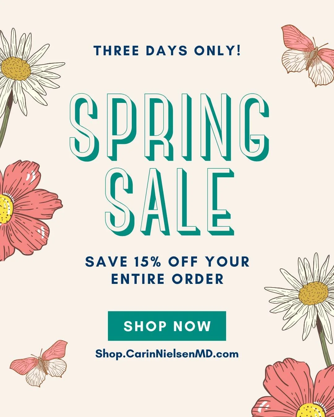 🌸 Spring is here, and to celebrate the season, I'm offering 15% off your ENTIRE order for three days only! 
Whether you've been meaning to restock your daily essentials or want to try something new, now is a great time to do it.⁠

Use code SPRING26 