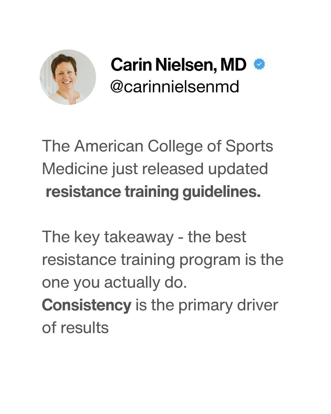 There is a lot of conflicting information out there about resistance training - every book, podcast, and influencer seems to have a different opinion about the "right" way to train.

So I was thrilled to see the American College of Sports M