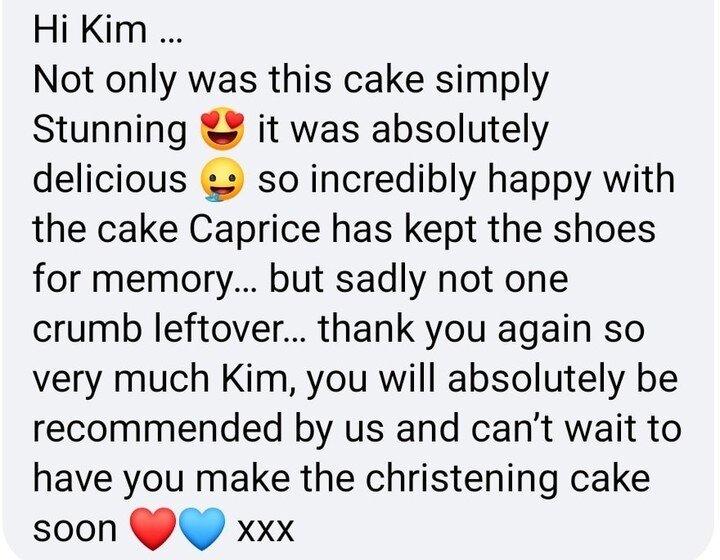 So lovely to receive messages like this!! 🥰😍 

Also if anyone requires a last minute cake this this upcoming week I've availability. Just send me a private message 😊