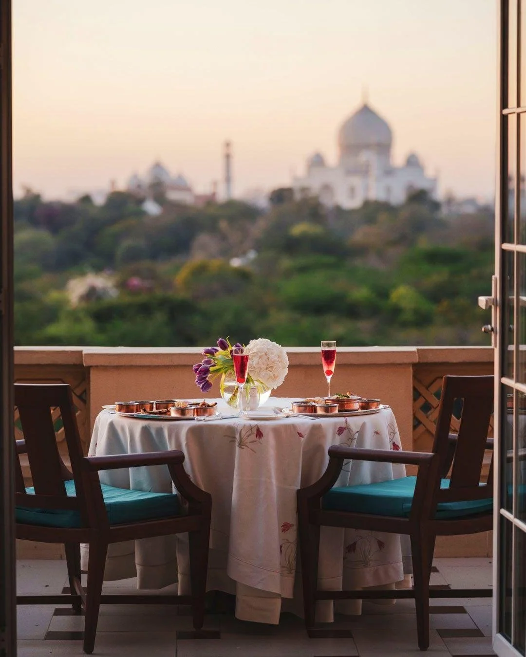 Every room. Every suite. Every view faces the Taj Mahal.

Oberoi Amarvilas, less than half a mile from the East Gate, consistently ranks among the top hotels in Asia and is one of the first properties I mention when a client says India is on their li