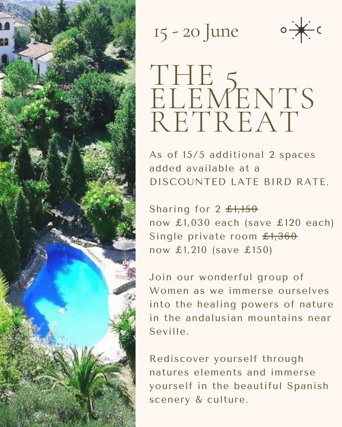 15-20th June in just over 4 weeks time 🌿💦🙏🏼

Retreat update&hellip;

My 11th spot was taken this week, my intended number!

The Retreat Centre have now opened up 2 more additional spaces to join our already wonderful group of Women!

LATE BIRD RA