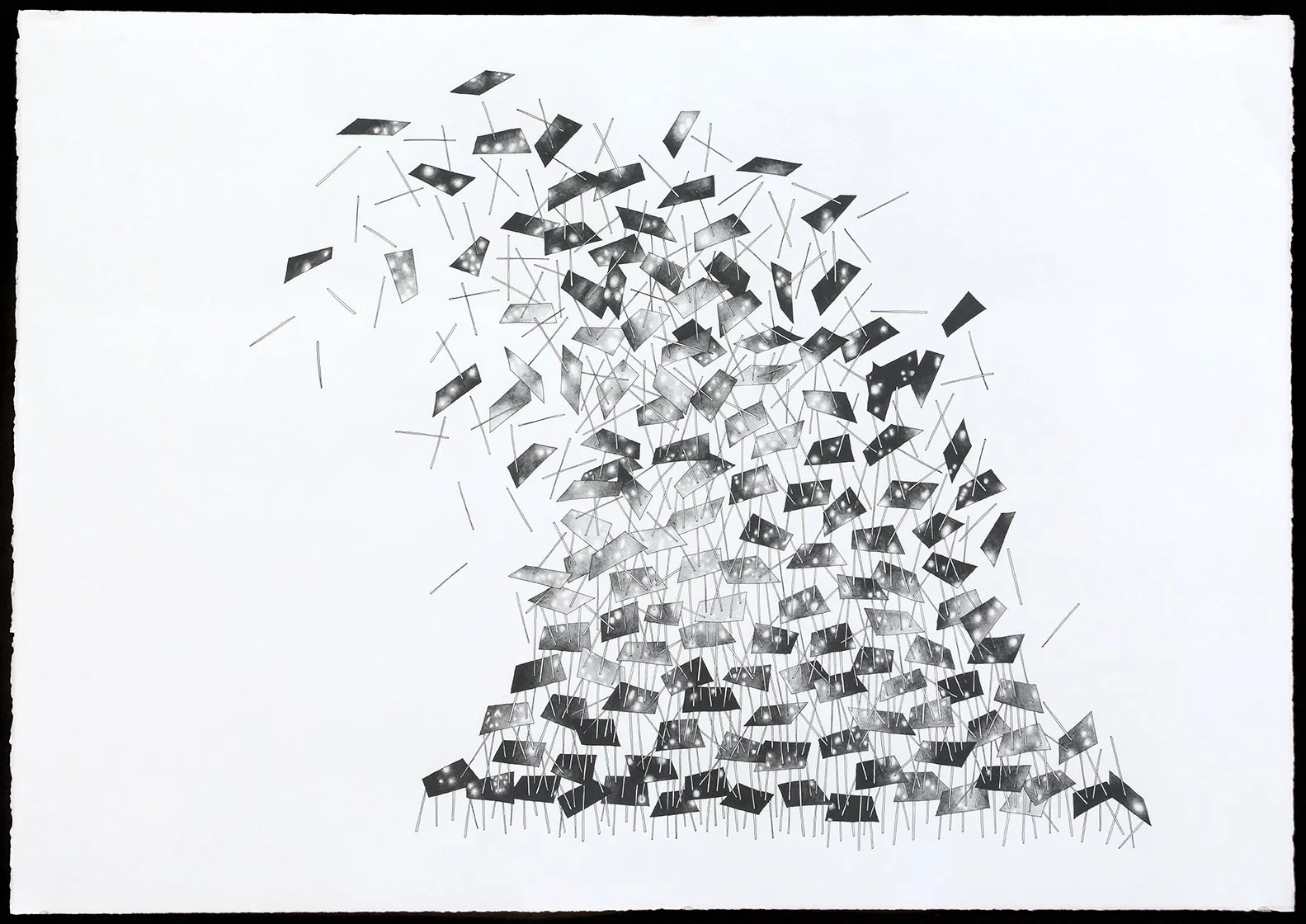 Cities & The Sky #3, pen and liquid graphite on paper
