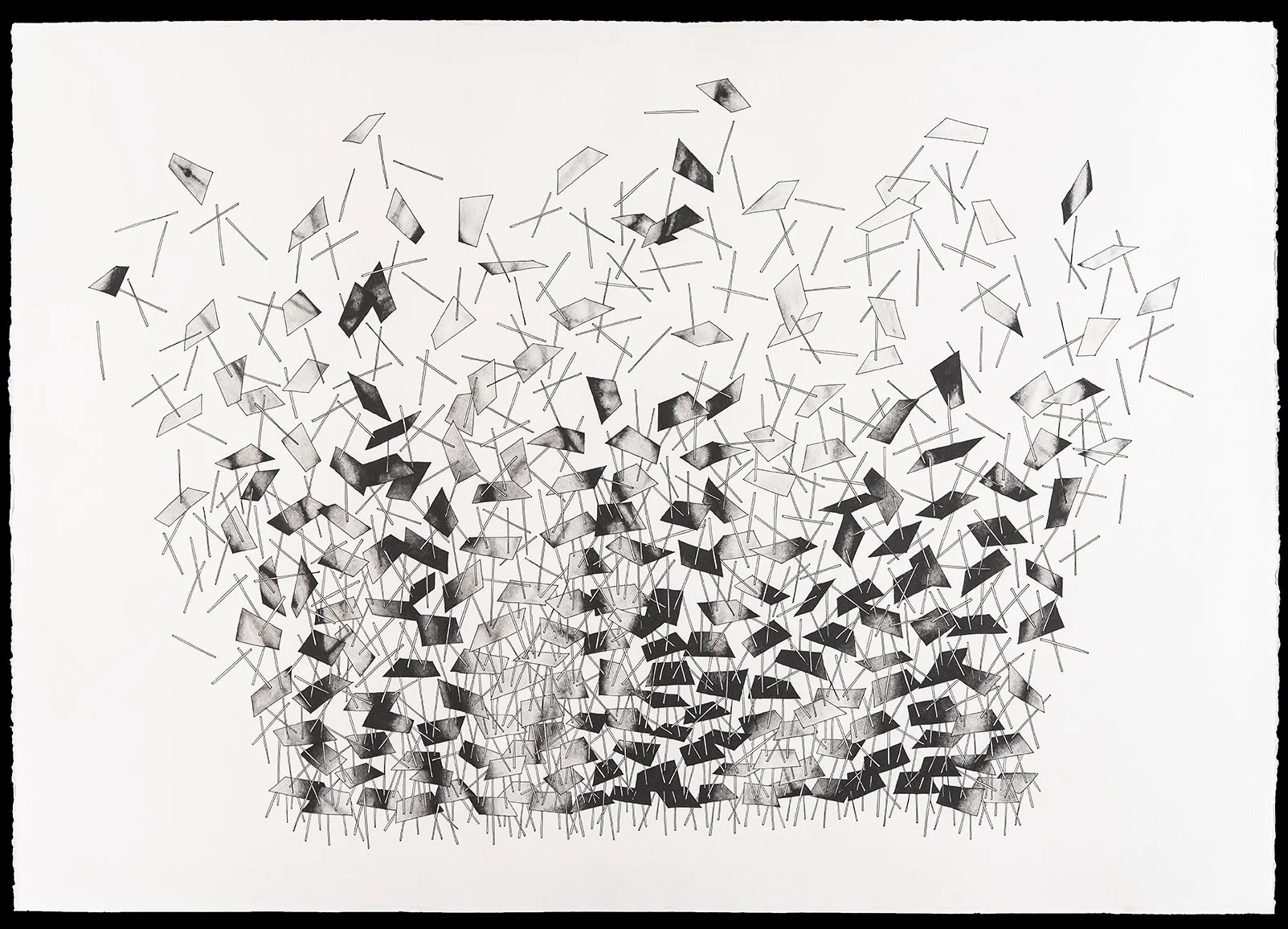 Cities & The Sky #4, pen and liquid graphite on paper
