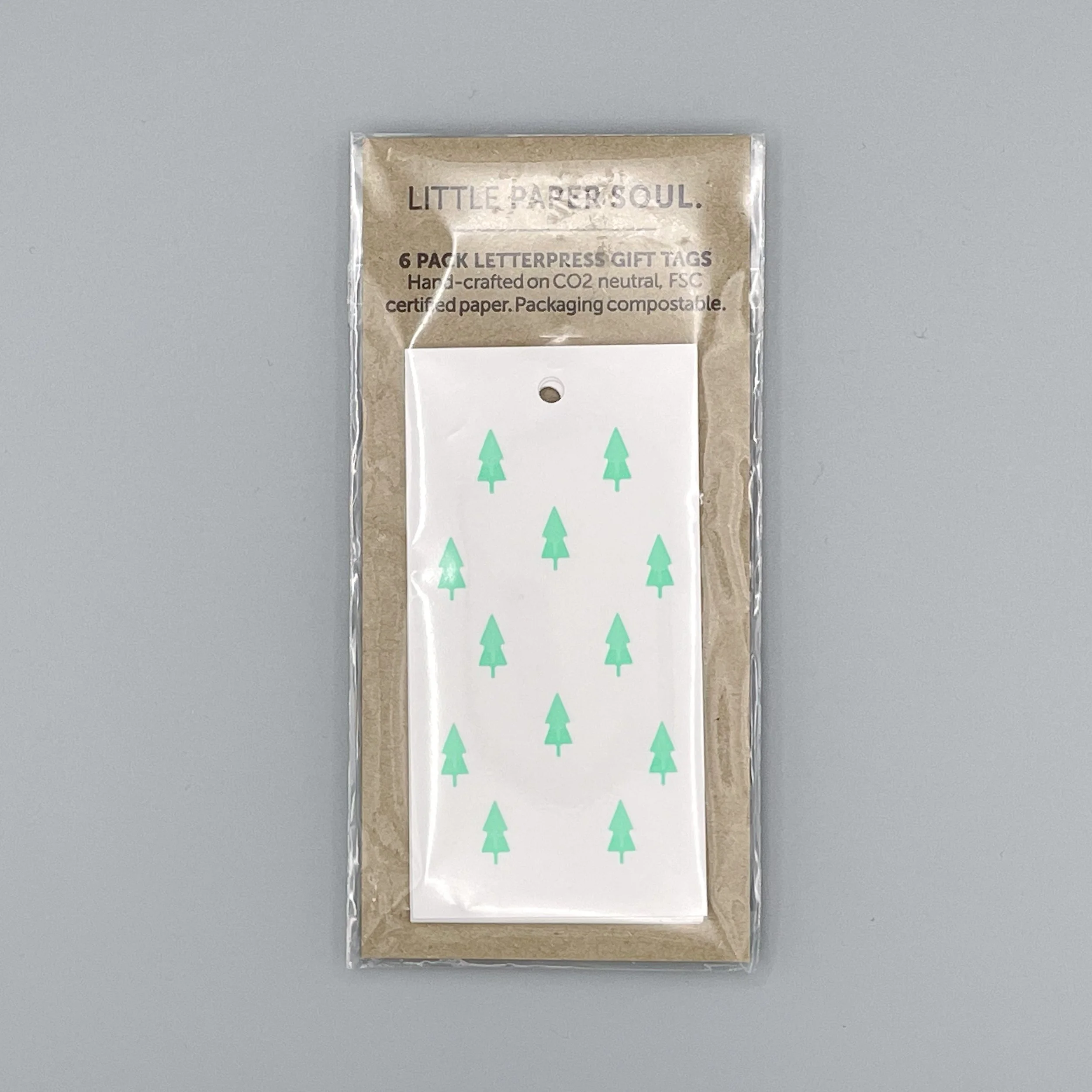 Christmas Tree Letterpress Gift Tags, pack of 6