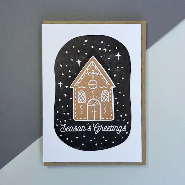 Season's Greetings Gingerbread House