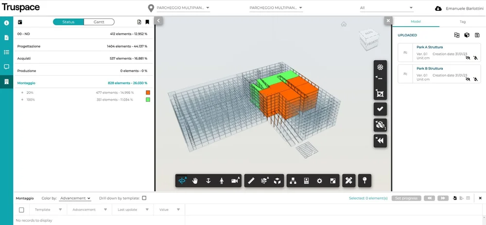 Modello Parcheggio Multipiano Est nella piattaforma Truspace