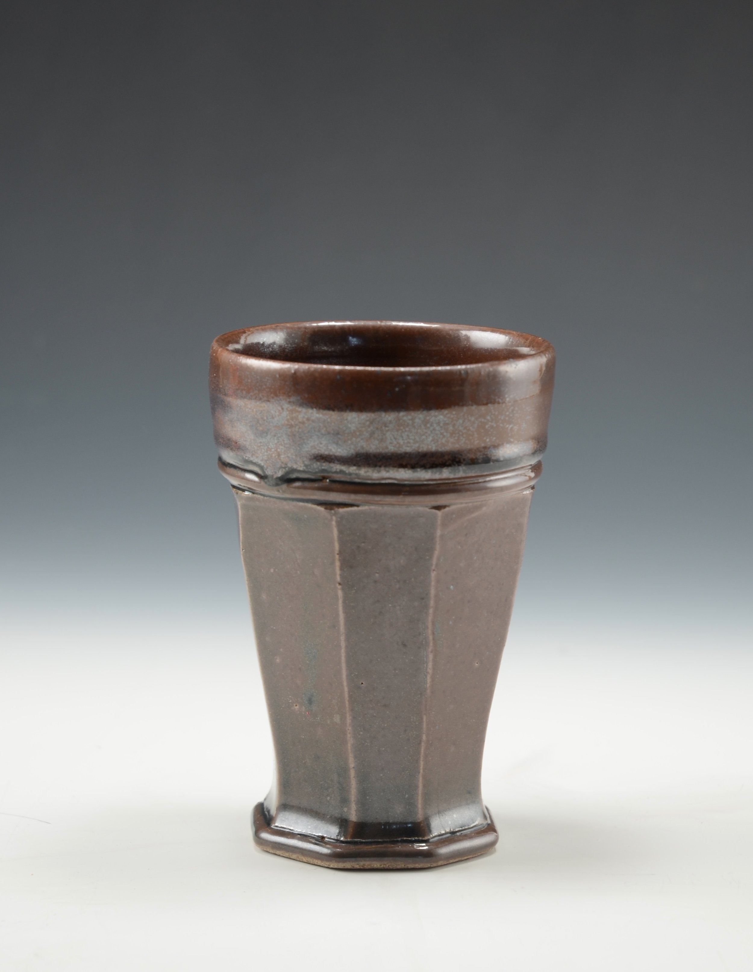 Faceted Cup 10 . Stoneware,  5.5"h.   12 Oz.