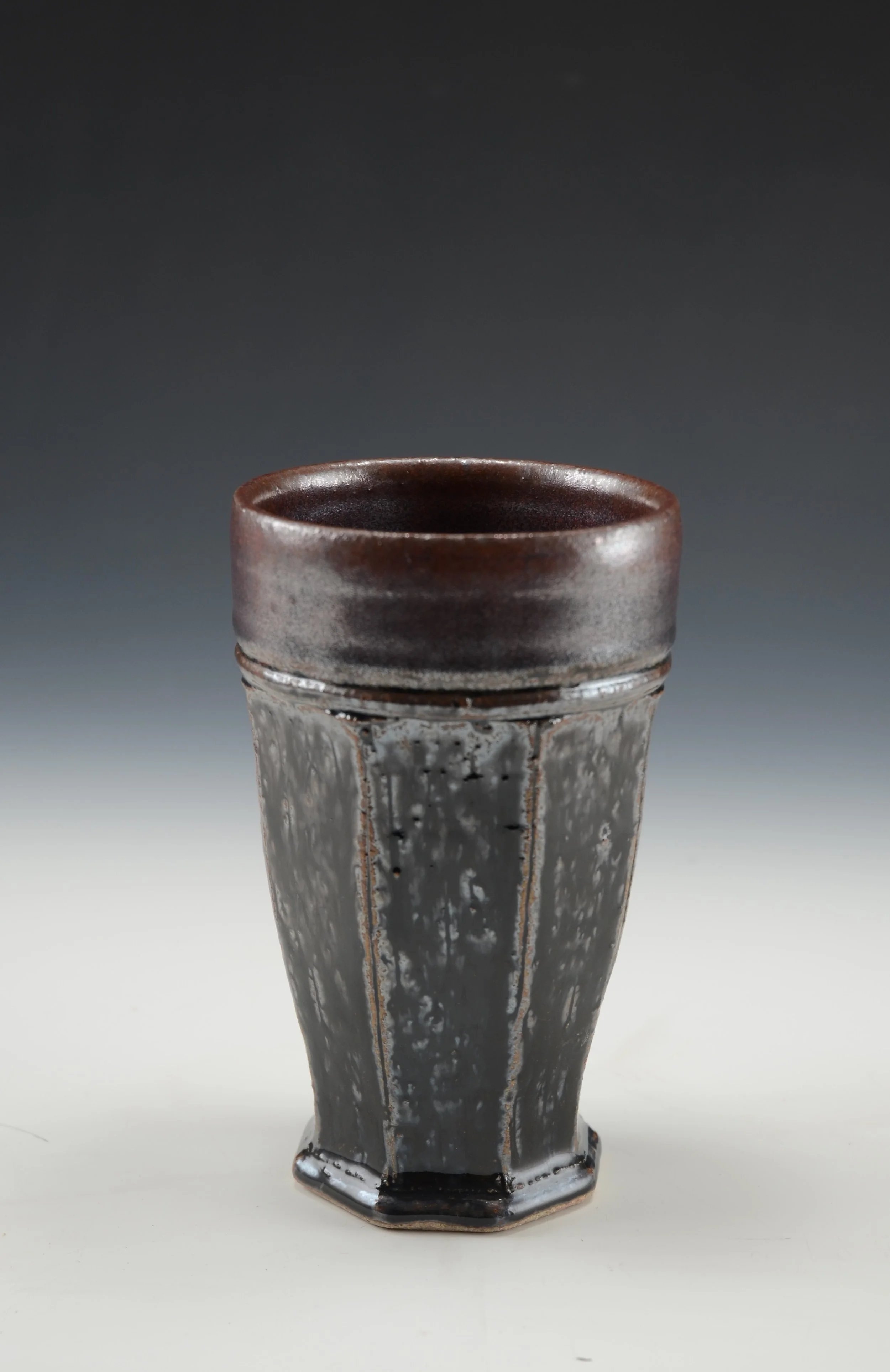 Faceted Cup 8 . Stoneware,  6"h.   12 Oz.