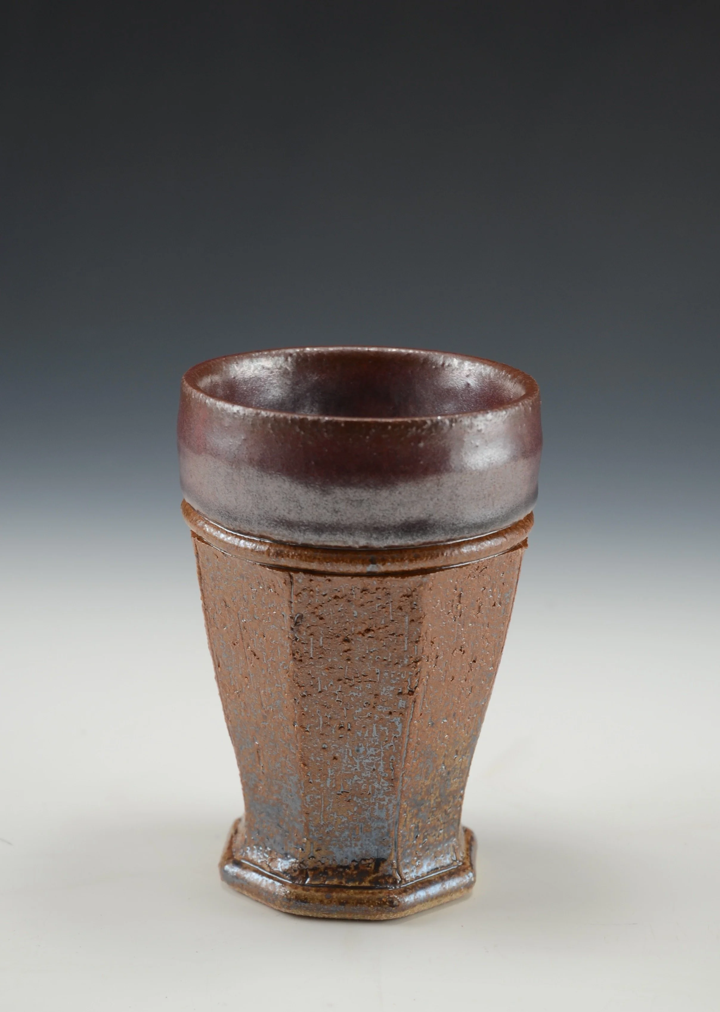 Faceted Cup 20 . Stoneware,  5"h.   10 Oz.