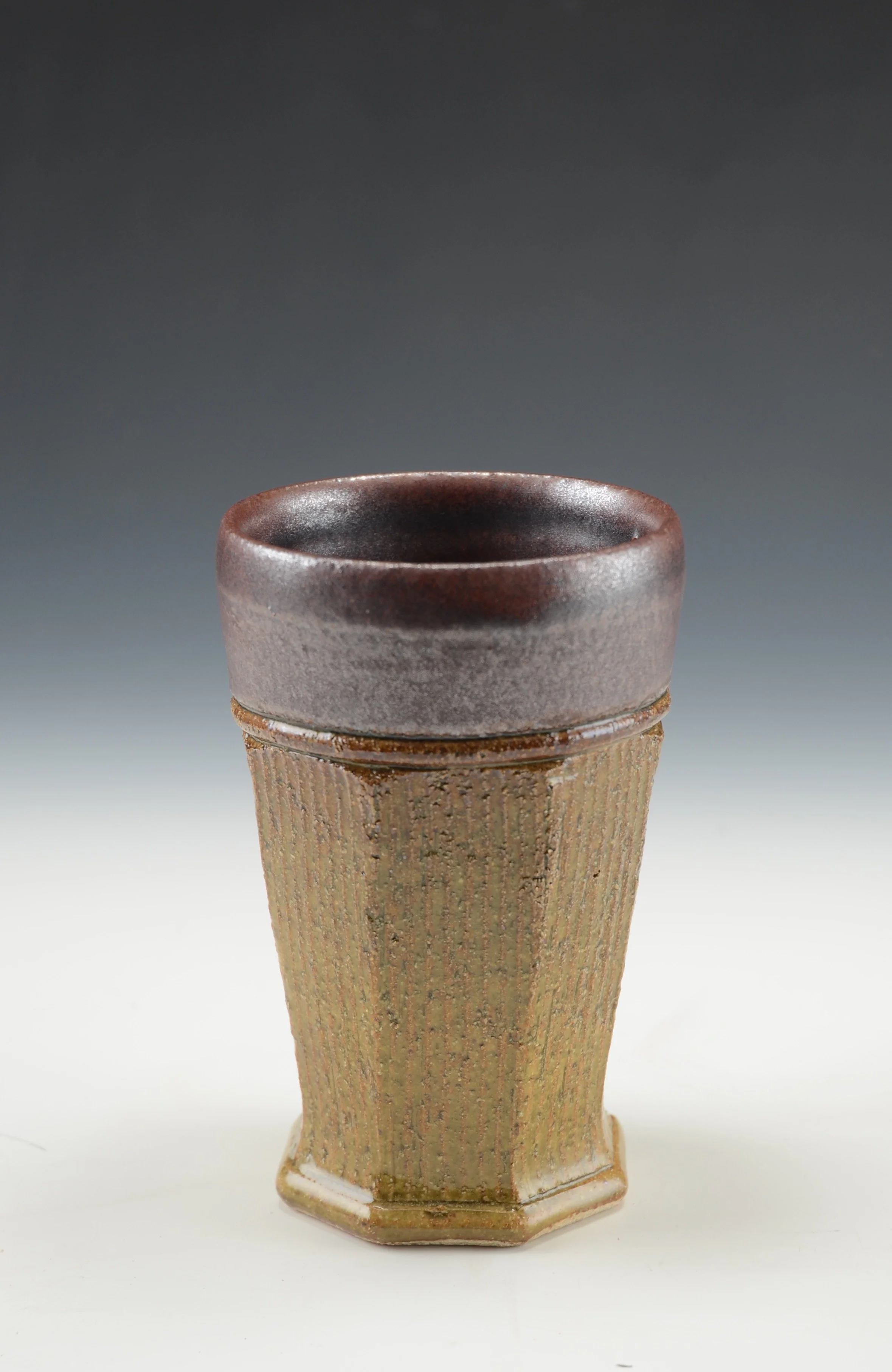 Faceted Cup 19 . Stoneware,  5.5"h.   12 Oz.
