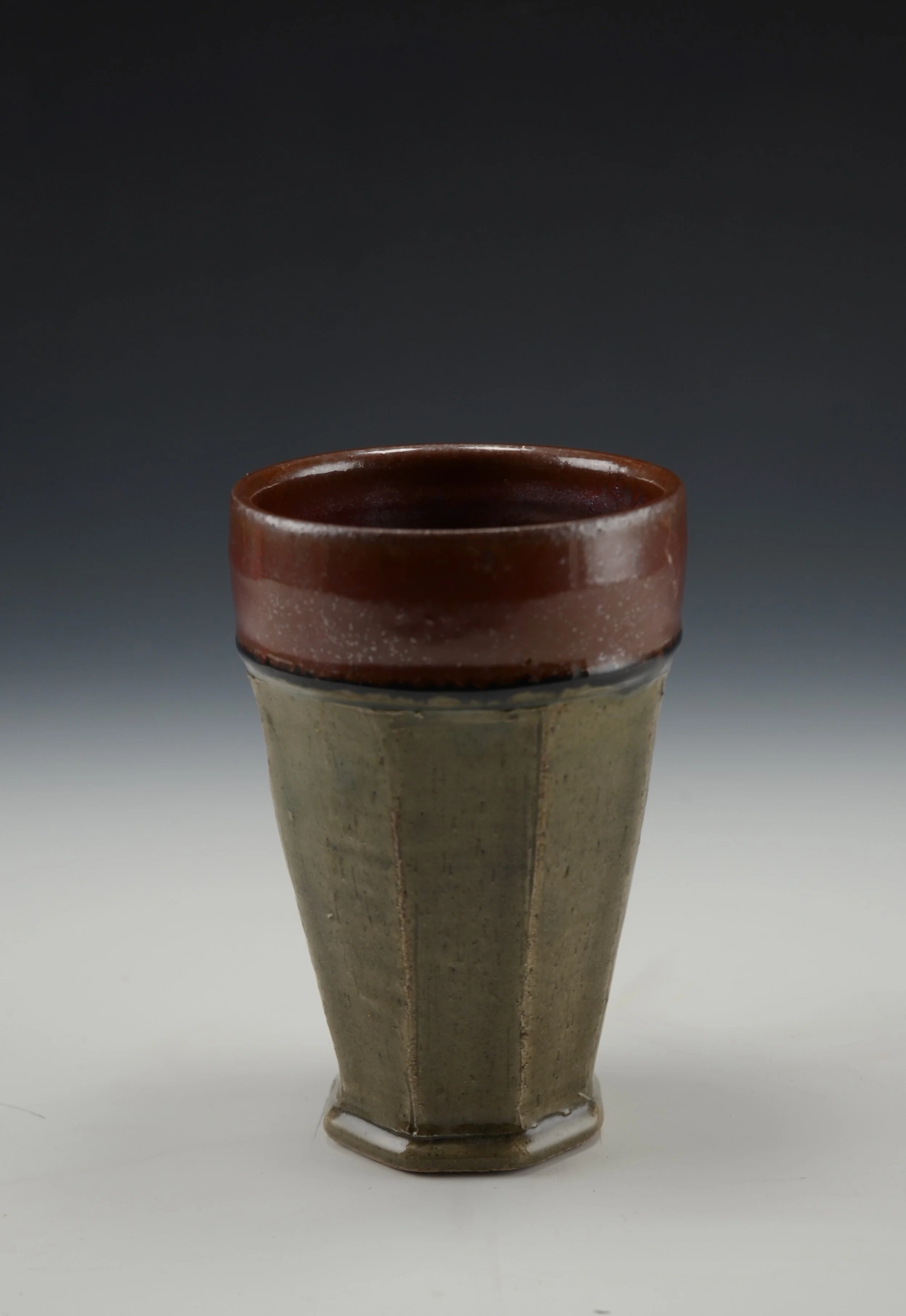 Faceted Cup 18 . Stoneware,  5.5"h.   12 Oz.