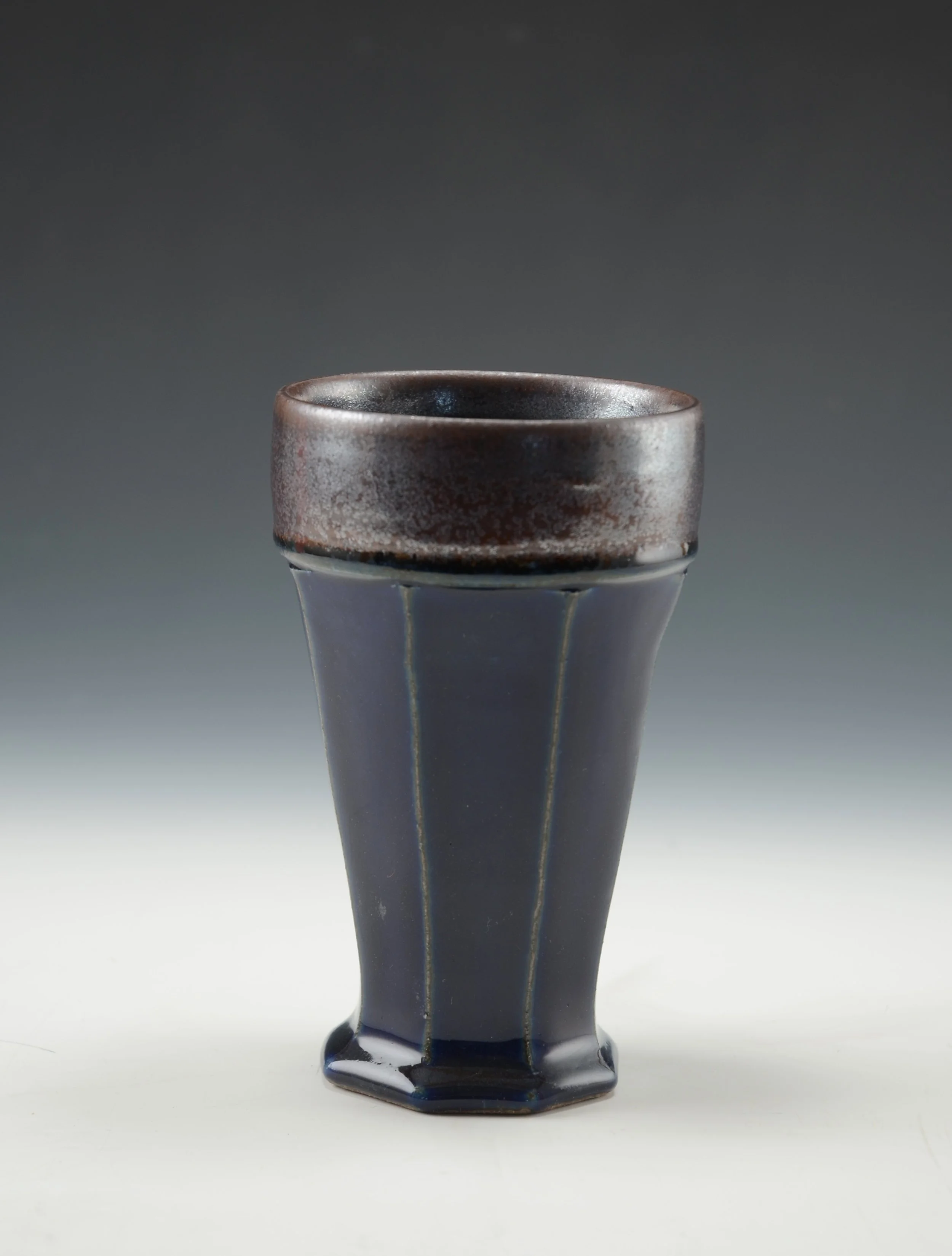 Faceted Cup 5 . Stoneware,  6"h.   12 Oz.