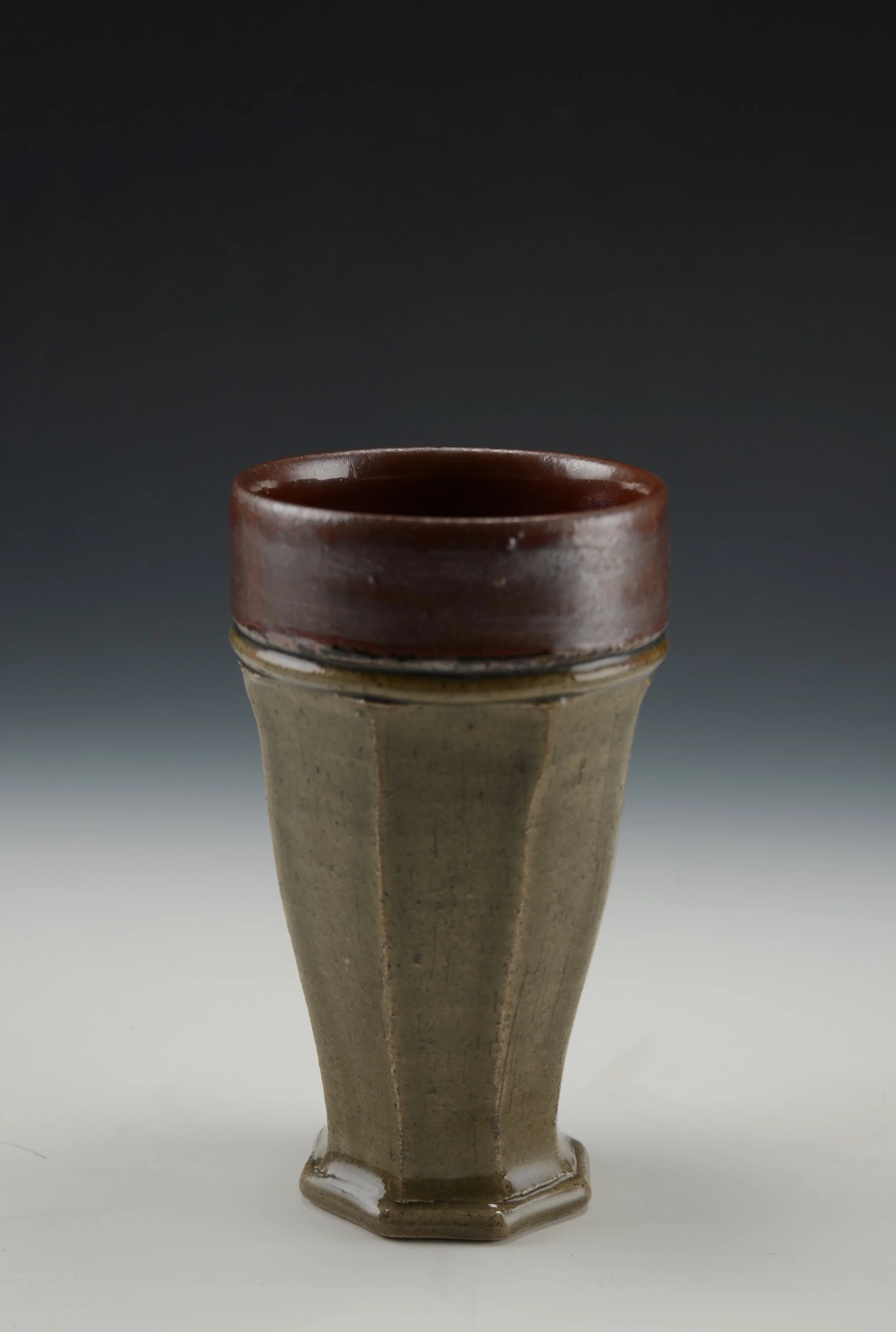 Faceted Cup 7 . Stoneware,   7"h.   12 Oz.