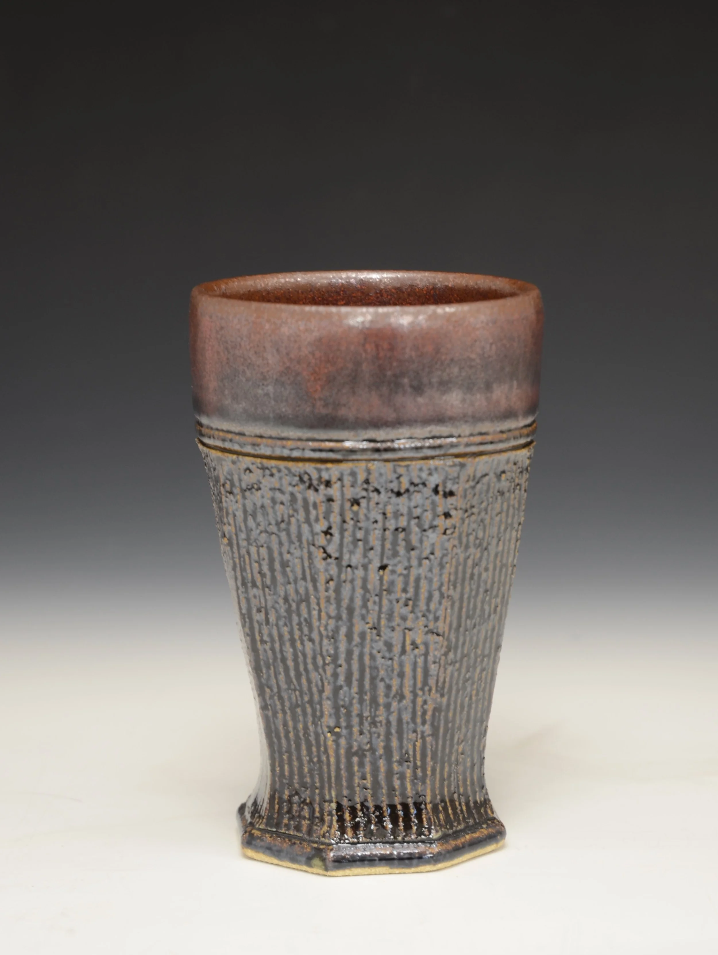 Faceted Cup 11. Stoneware,   5.5"h.   10 Oz.