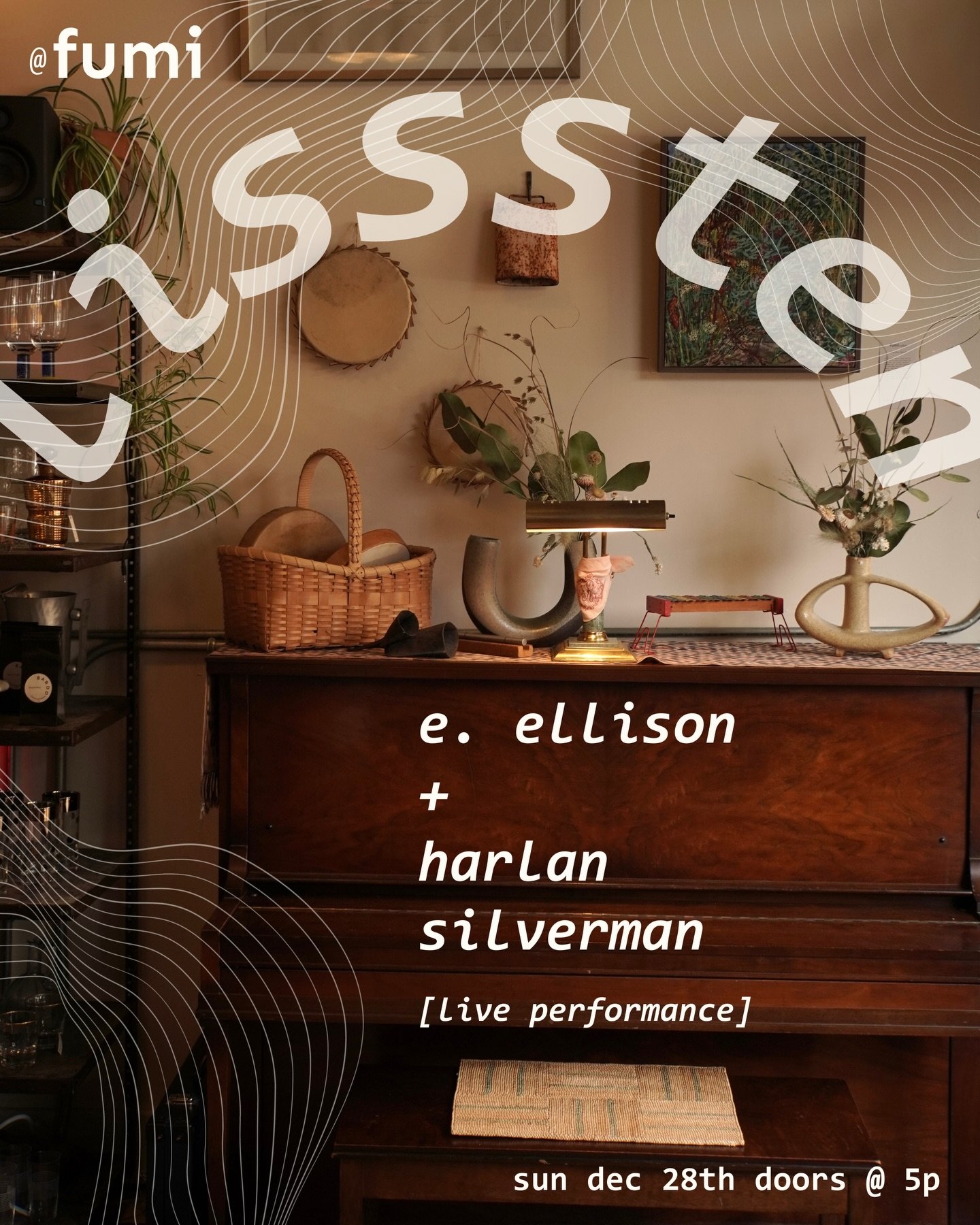 We are so excited to invite you to our first live performance in the shop featuring two acts, the liquid vocal melodies of @e._ellison (Radiation City) and the meditative vibrations of cellist @harlanmusic (The Cosmic Tones Research Trio). Sun Dec 28