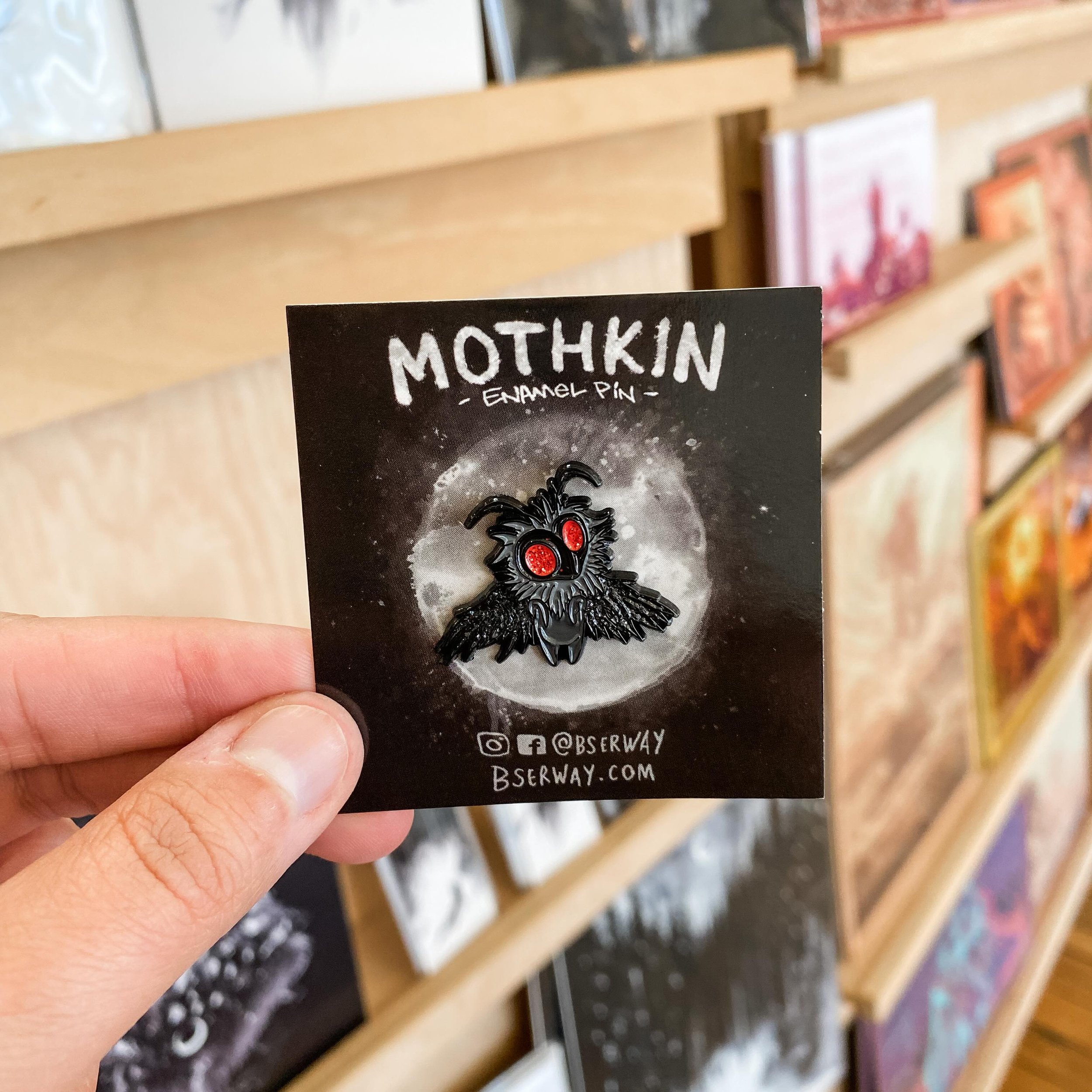 Lucky you! 🙌 Your feed has been blessed with this new Mothkin pin from @bserway. Stop in and pick one up for yourself, we&rsquo;re open until 6pm tonight and 11-7 tomorrow! 

#LiveLoveMOV #MariettaOhio #MyMarietta #ArtShop #SupportArtists  #ShopSmal