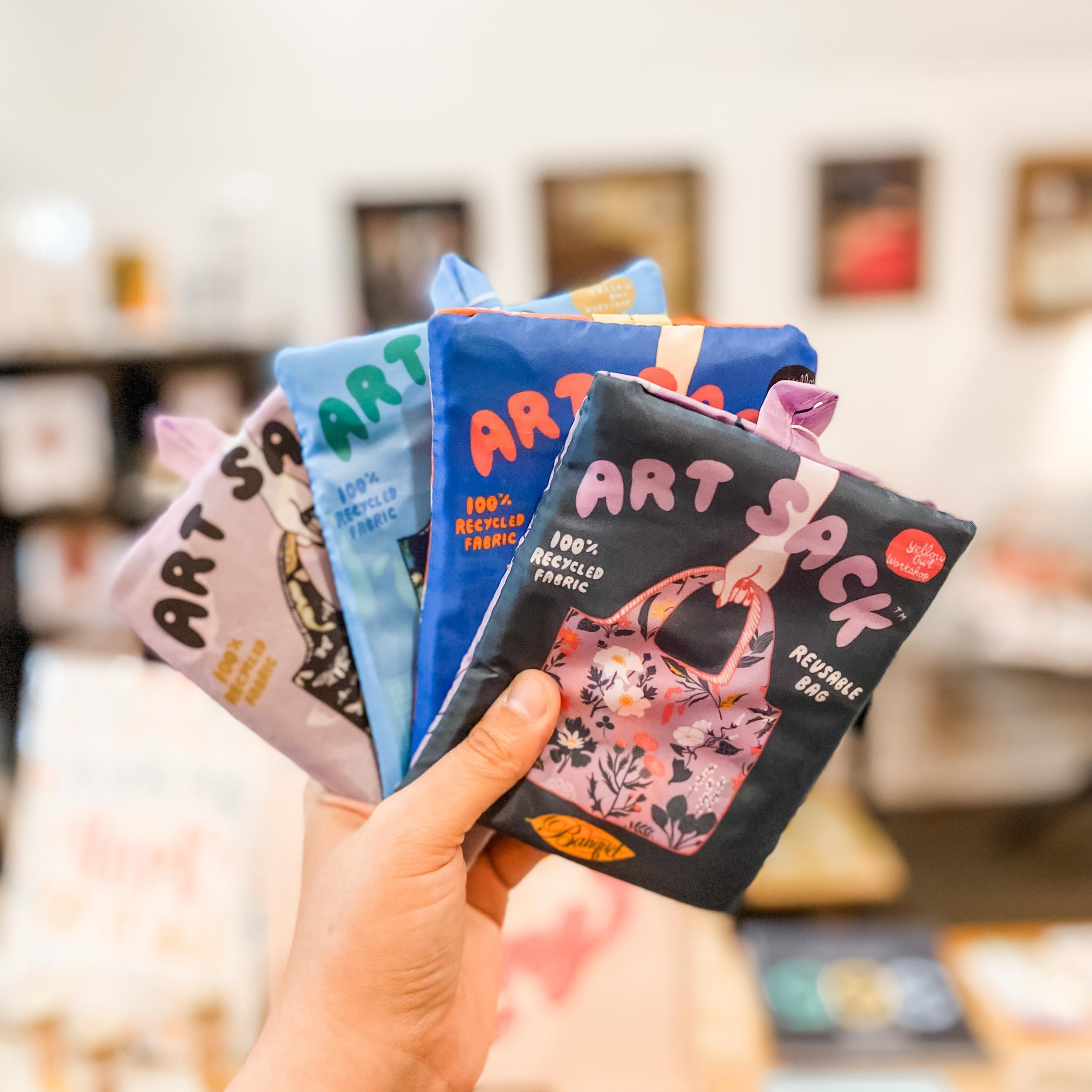 Art Sacks are back! 🙌 These super convenient reusable bags feature artwork from a dozen designers and they are sure to make your shlepping so much more fun. Perfect for groceries, markets, the pool or beach, gifting, etc!

🌞 Open 10-6 today

##Live