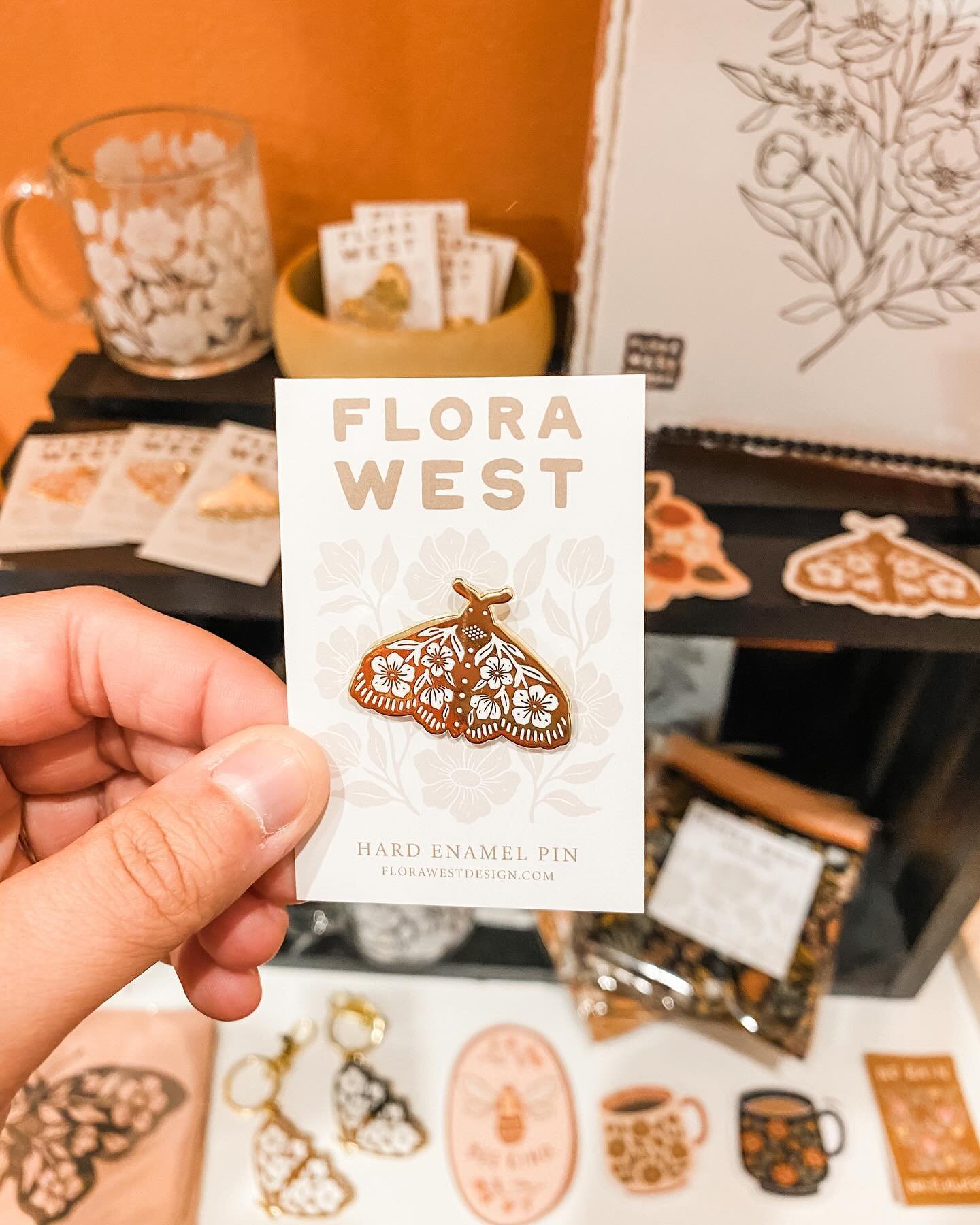 New artist alert! 🙌 We are thrilled to welcome Laura Hatfield of @florawestdesign to the shop! We fell in love with her block print illustrations and absolutely stunning silk scarves. We also have a selection of her stickers, enamel pins, keychains,