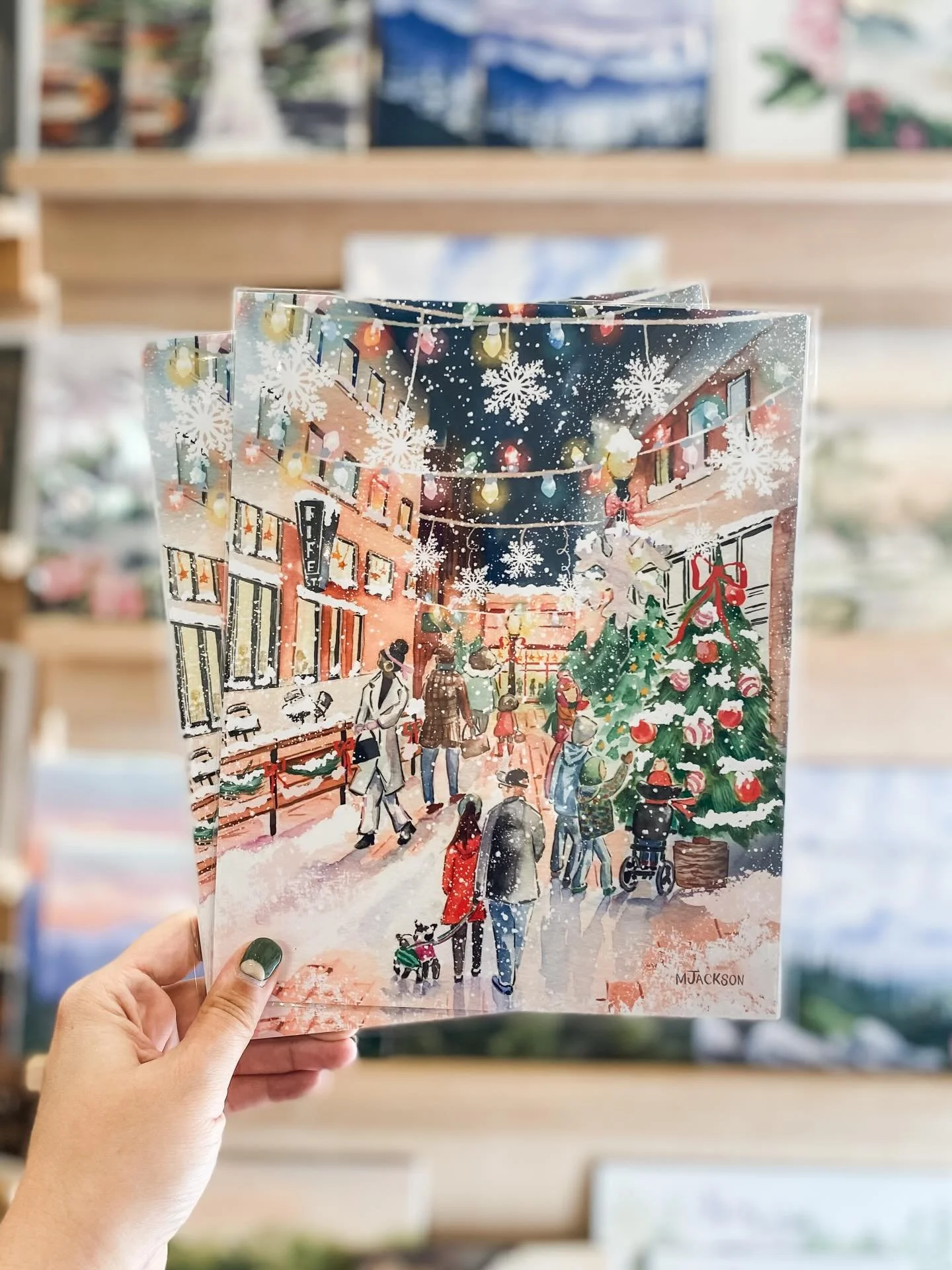 So many new items are arriving daily from our artists&hellip; like these gorgeous festive prints by WV artist @marisa_made! 🙌🎄 Her watercolor prints are just lovely and we&rsquo;re in love with these holiday scenes. Open 10-6!