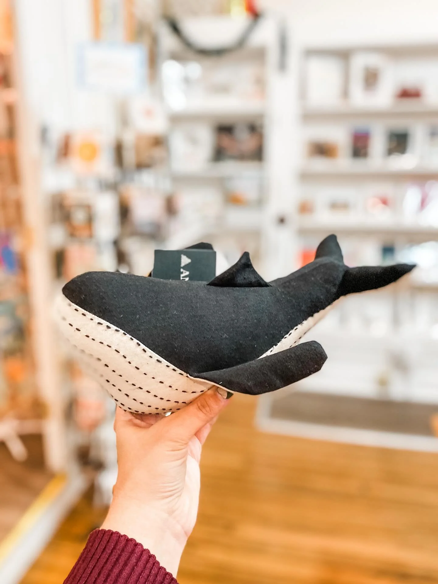 How sweet are these hand-sewn stuffies?! 🥹🫶 We have whales, dinos, rabbits and elephants in stock! Open today until 7:00 pm