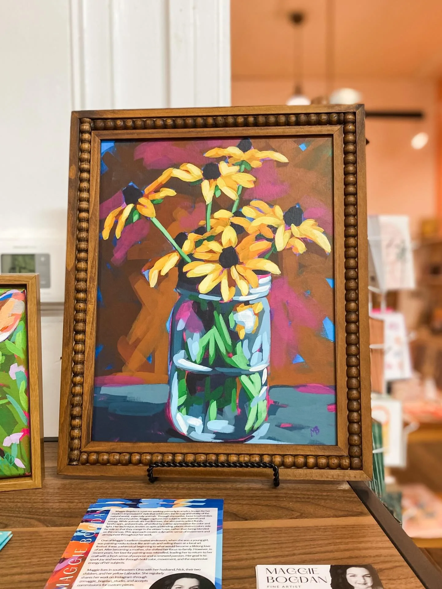 Look at this gorgeous framed original @maggie_bogdan_studio brought us this week! 😍 We are open extra late tonight for First Friday, come on down!