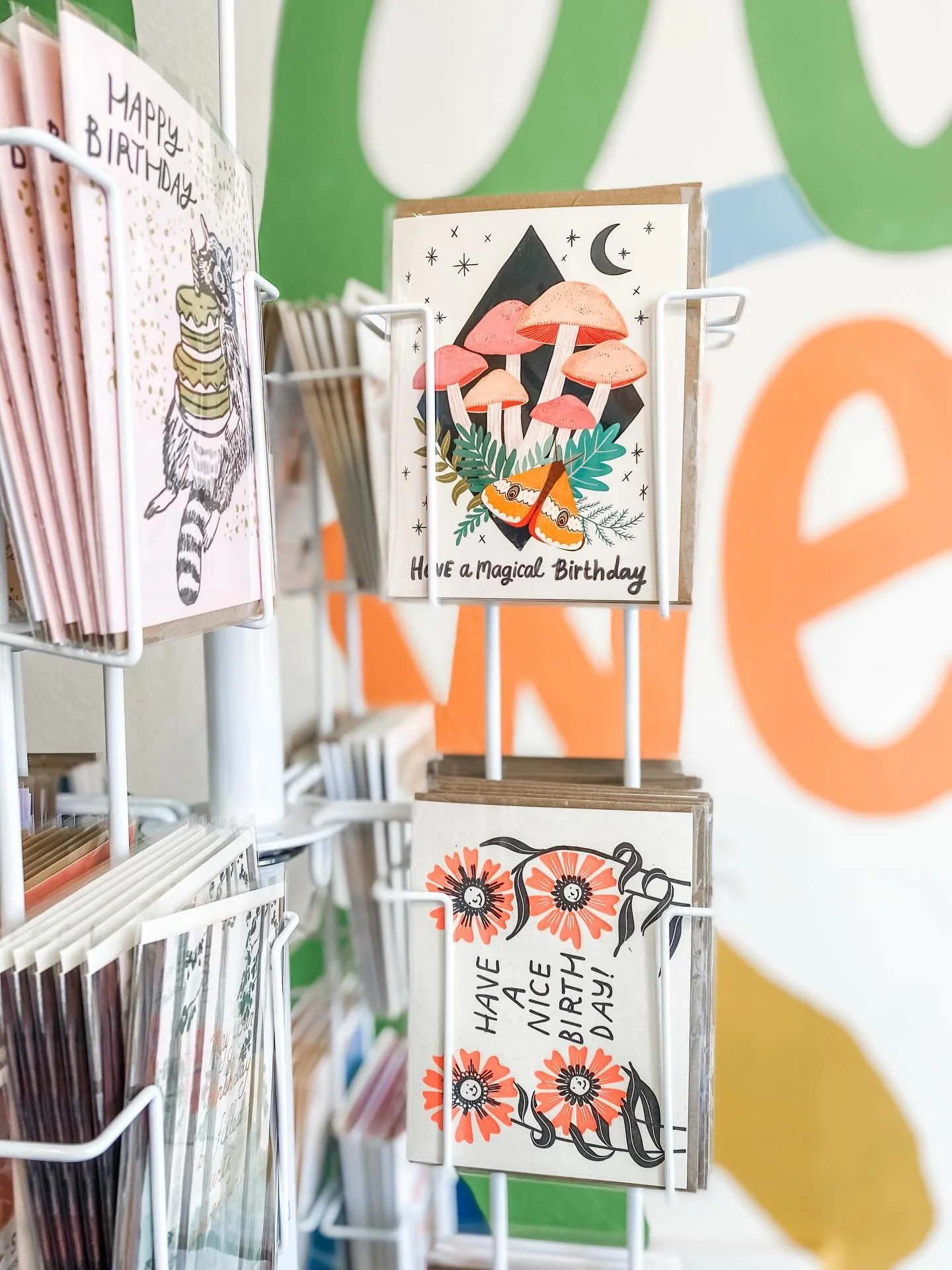 Did you know that we have a w i d e selection of greeting cards in the shop?! Birthdays, weddings, anniversaries, sympathy, baby, thank you&rsquo;s and holidays, we have you covered! The best part? They are all designed and created by independent art