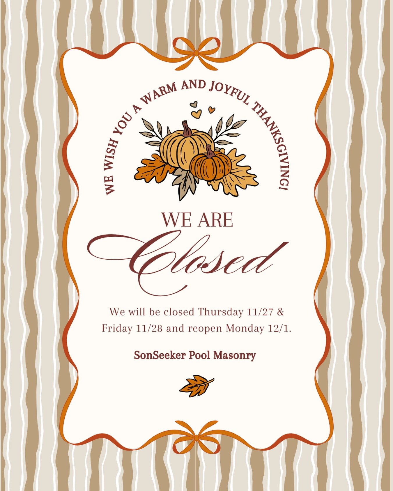 We are so thankful for our amazing team, builders, business partners and of course our wonderful customers! 🙏🏼

May your Thanksgiving be full of peace, love, and joy 🧡💛🦃❤️