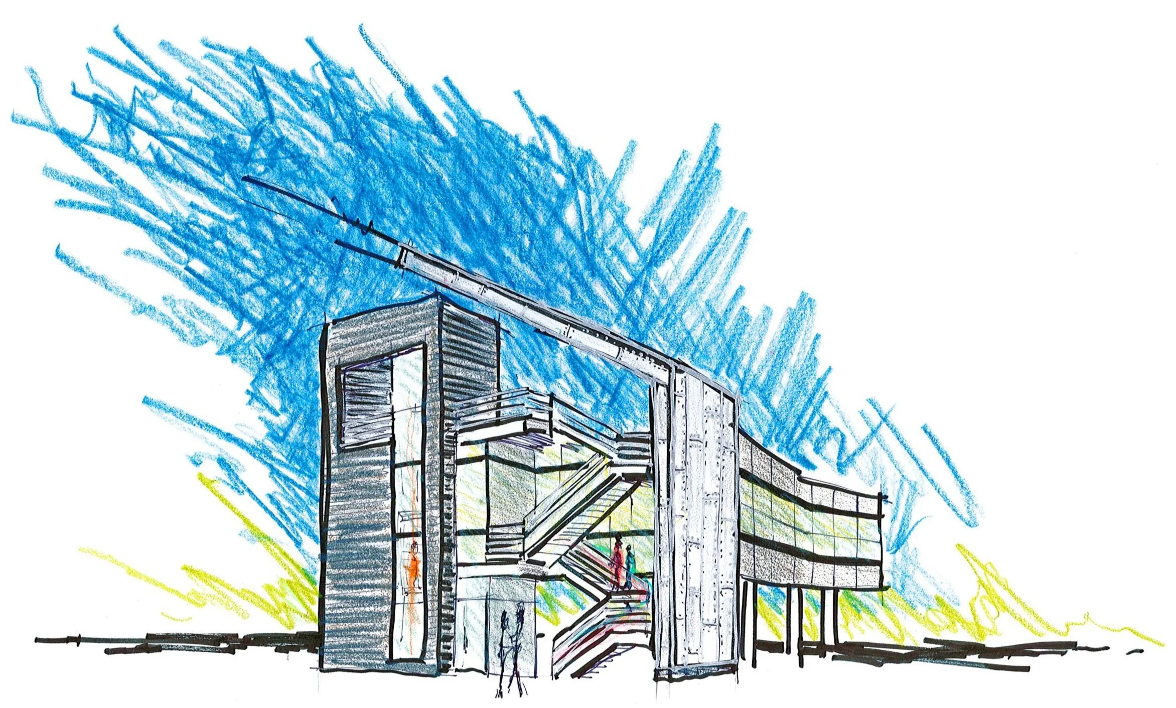 Color pencil sketch of 3200 Langston Boulevard in Arlington, VA