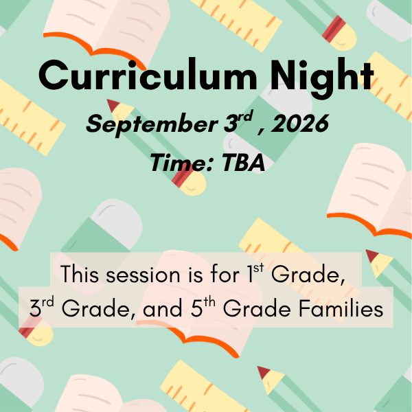 Curriculum Night For 1st Grade, 3rd Grade, and 5th Grade